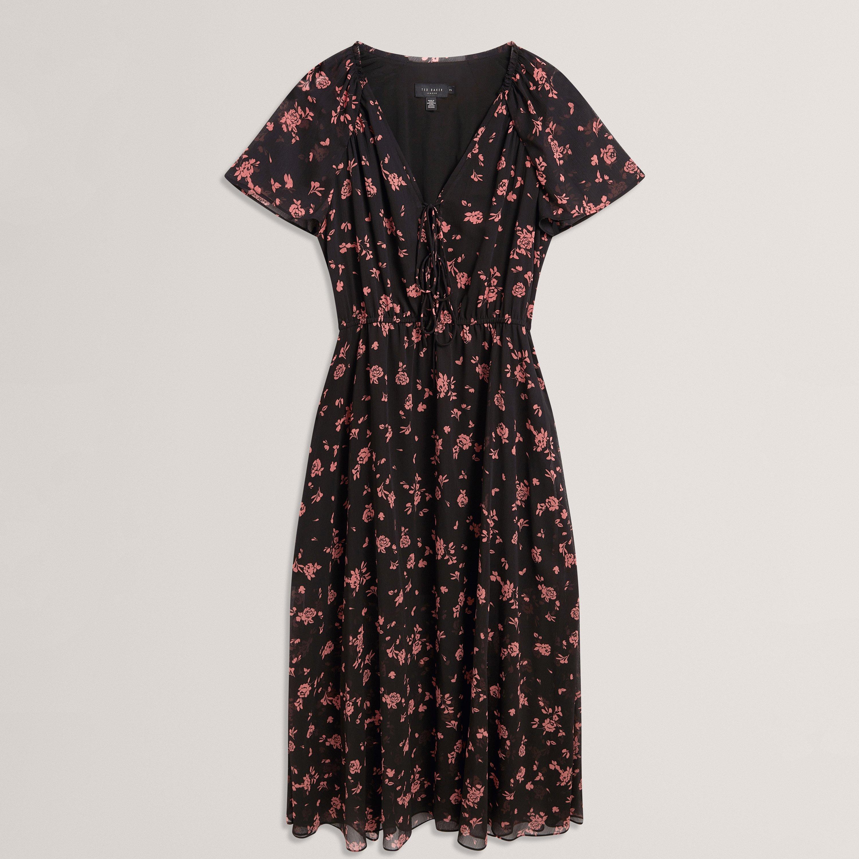 Ted Baker Ted Baker Print Midi Dress - Black - Size 10 (S)