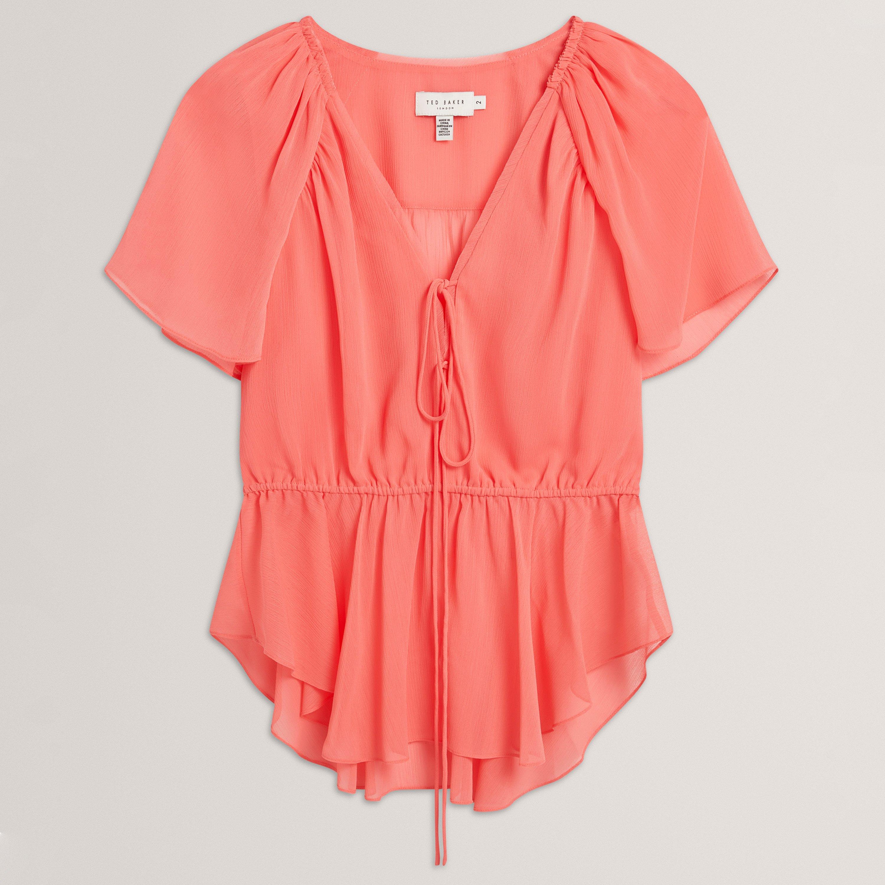 Coral - Ted Baker - Ted Baker Soft Woven Peplum Top - 1
