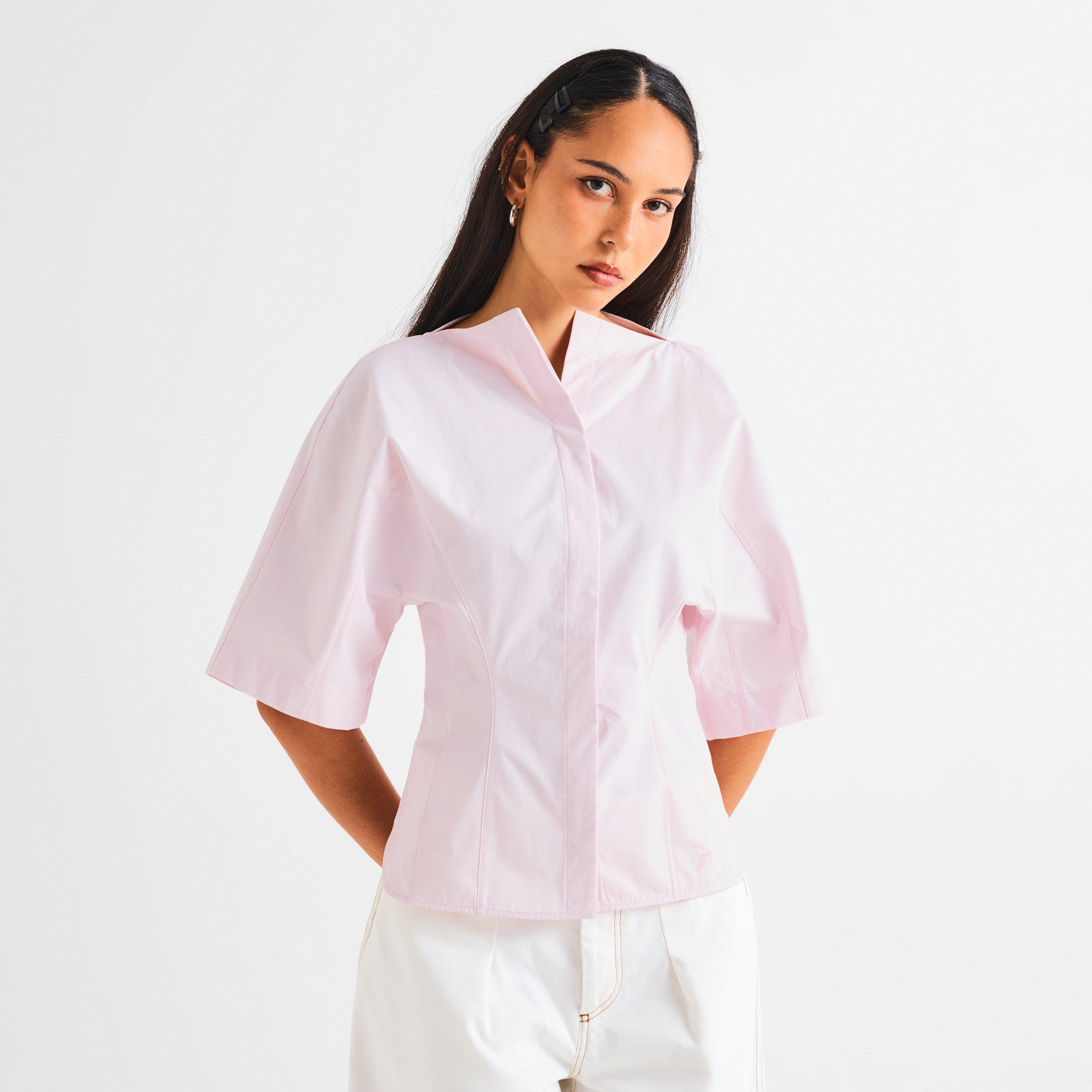Light Pink - Jacquemus - Women's Plain Short Sleeve Shirt - 3