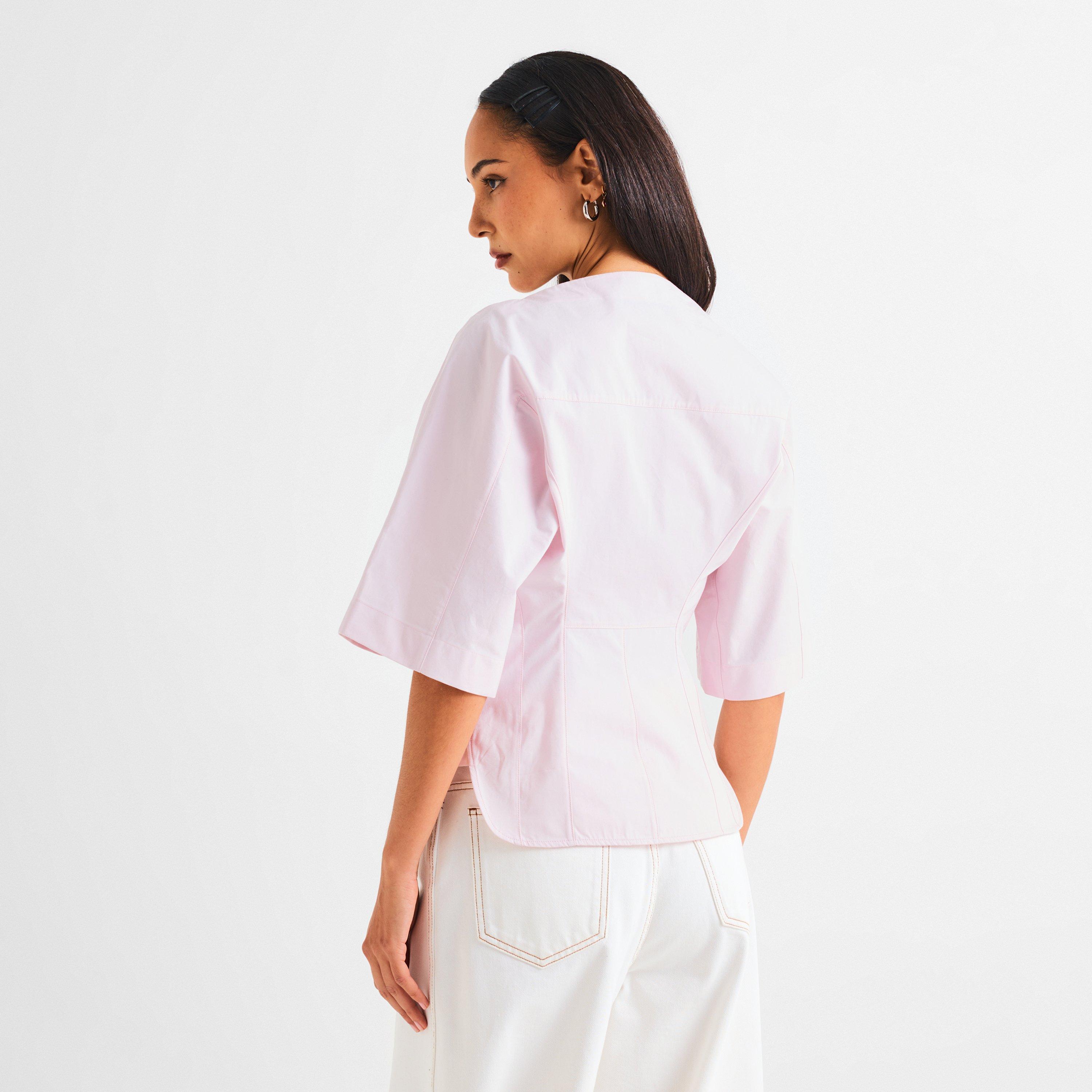 Light Pink - Jacquemus - Women's Plain Short Sleeve Shirt - 4
