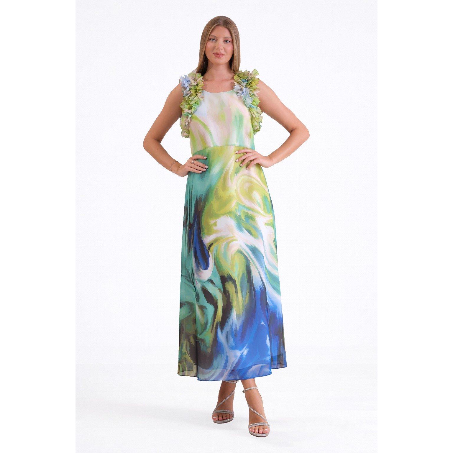 Citron vert - Ella Boo - Ella Abstract print Frill Dress - 1