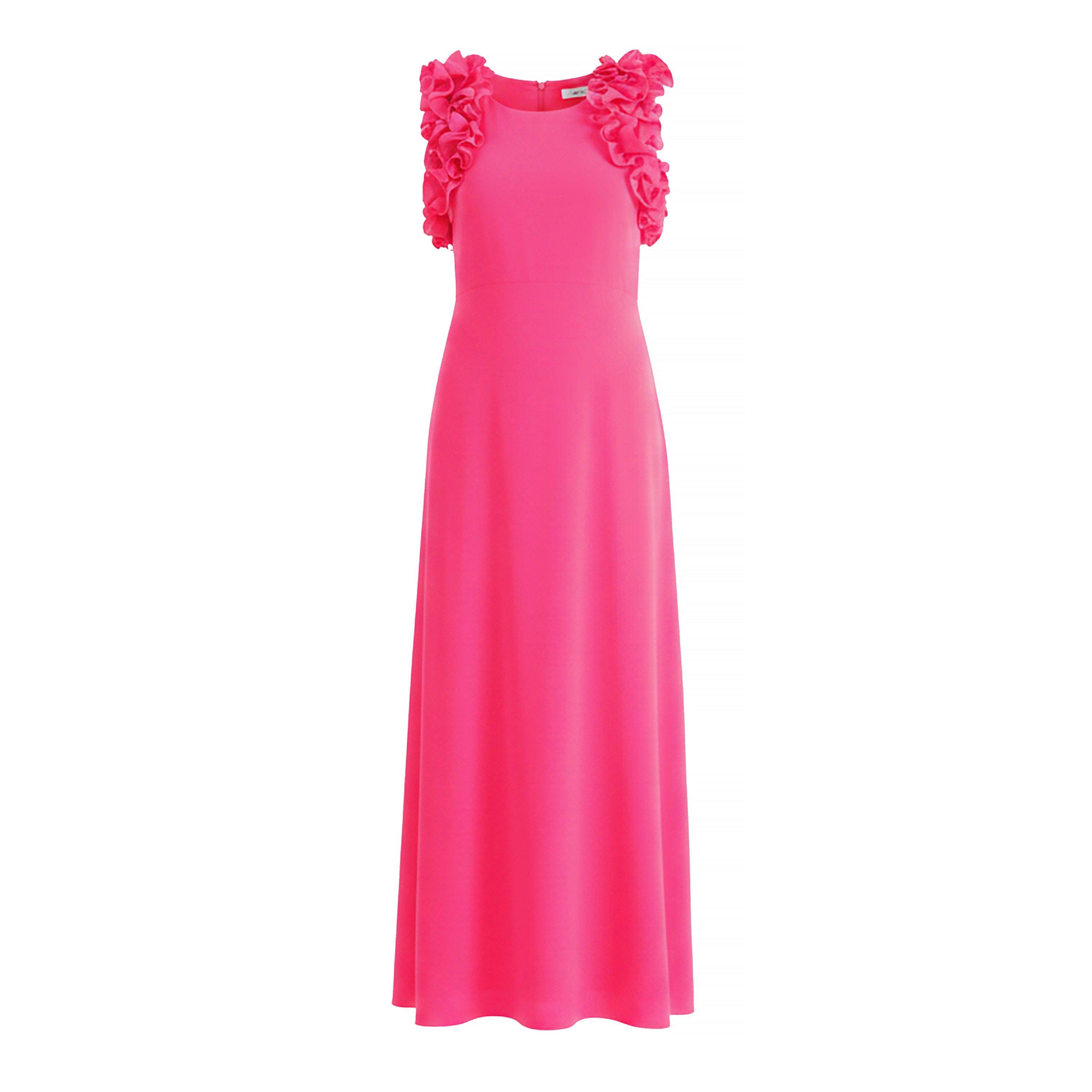 Red - Ella Boo - Ella Fuchsia Ruffle-Shoulder Maxi Frill Dress - 1