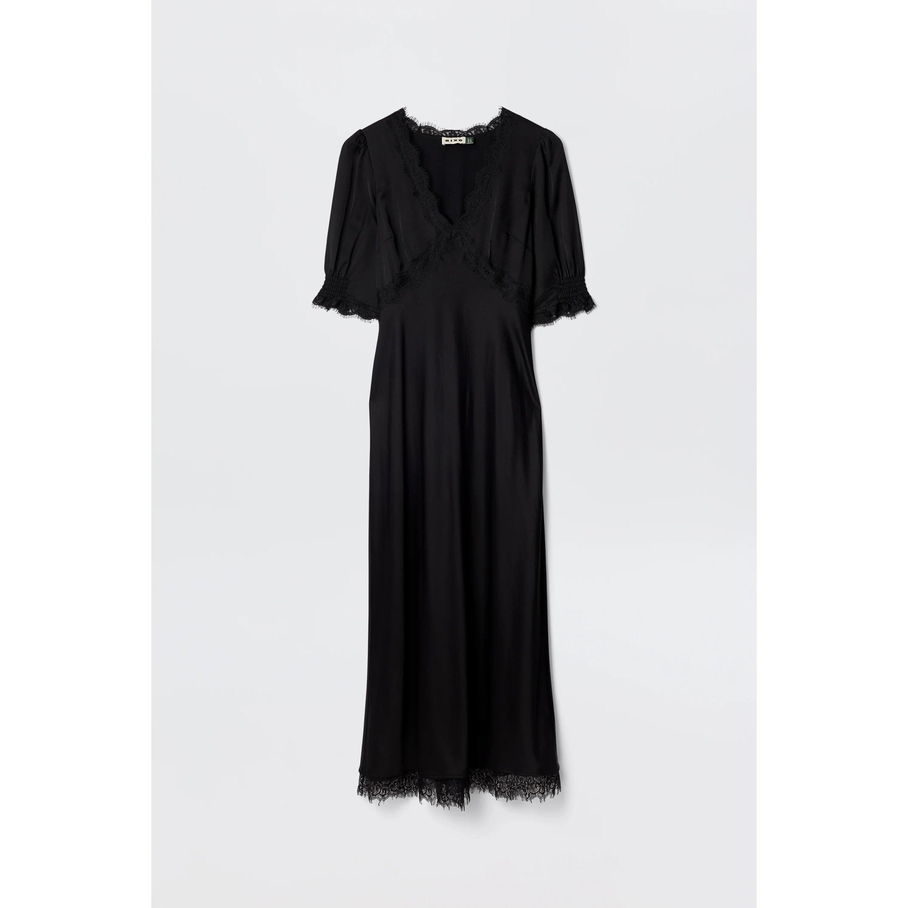 Rixo Women's Annina Tea Dress - Black - 16 (XL)
