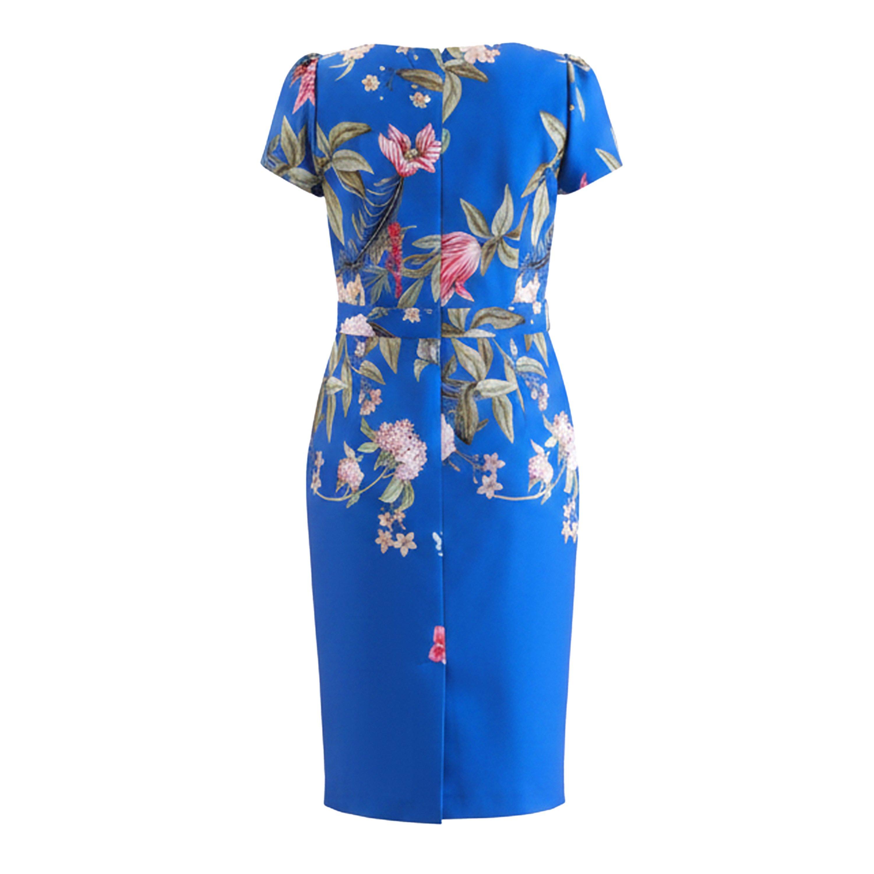 Royal Print - Ella Boo - Ella Cape Detail Midi Dress in Royal or lime - 2