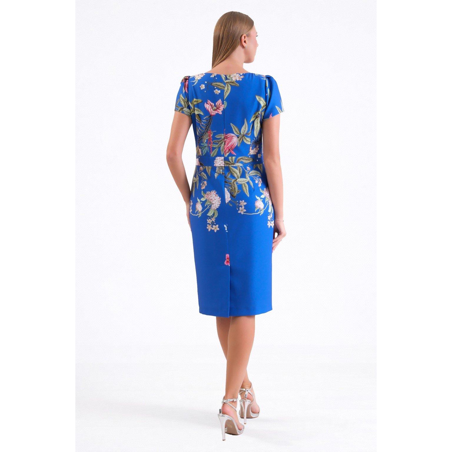 Royal Print - Ella Boo - Ella Cape Detail Midi Dress in Royal or lime - 4