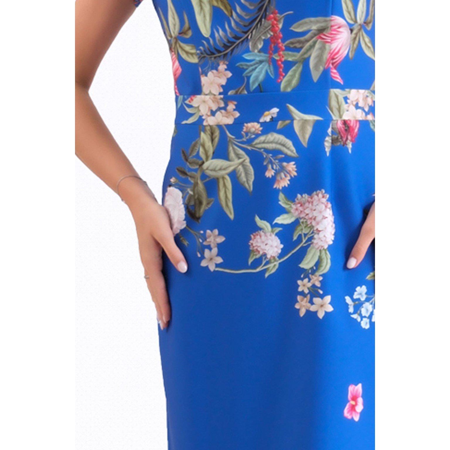 Royal Print - Ella Boo - Ella Cape Detail Midi Dress in Royal or lime - 5
