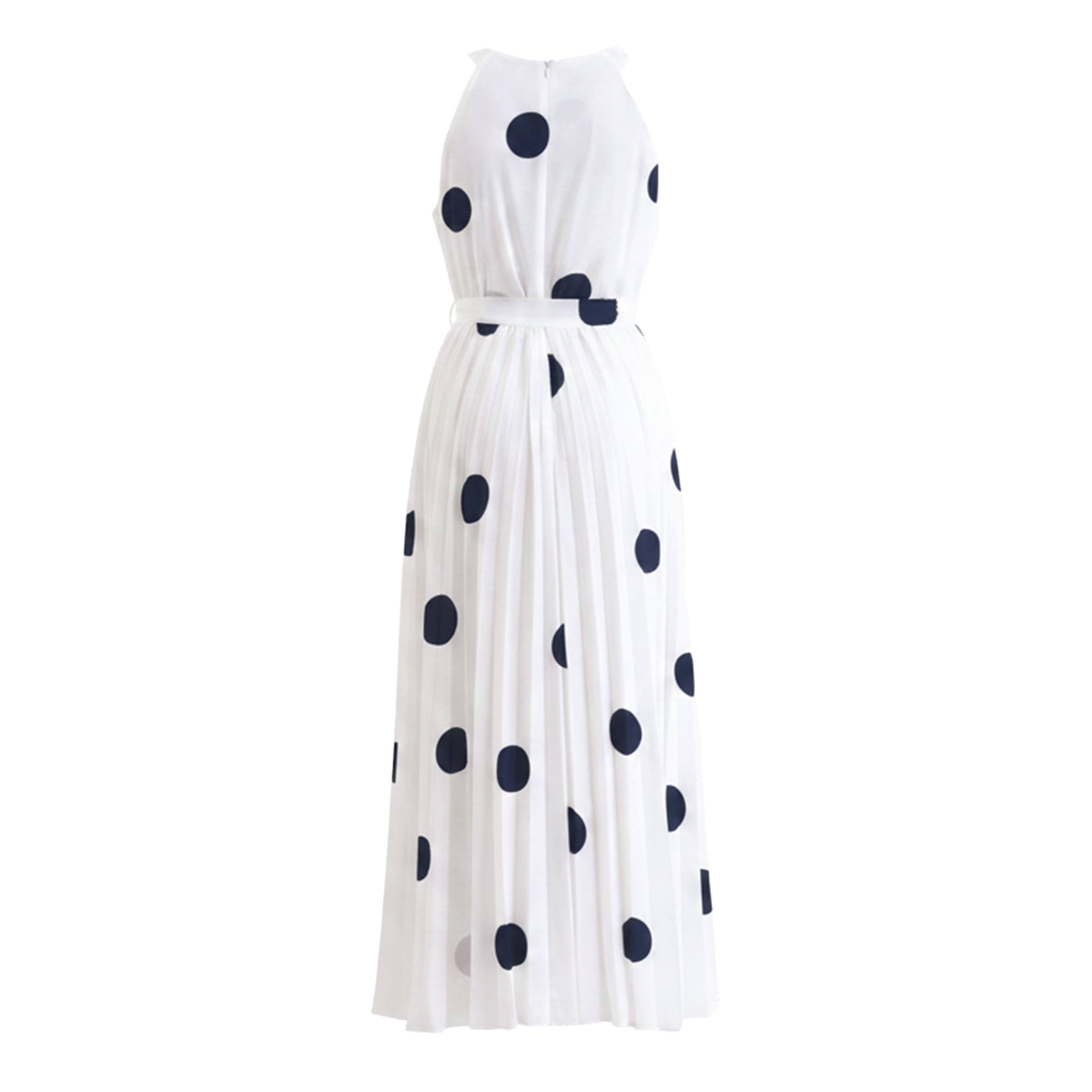 Print - Ella Boo - Ella Print polka dot sleeveless Dress navy or Beige spot - 2