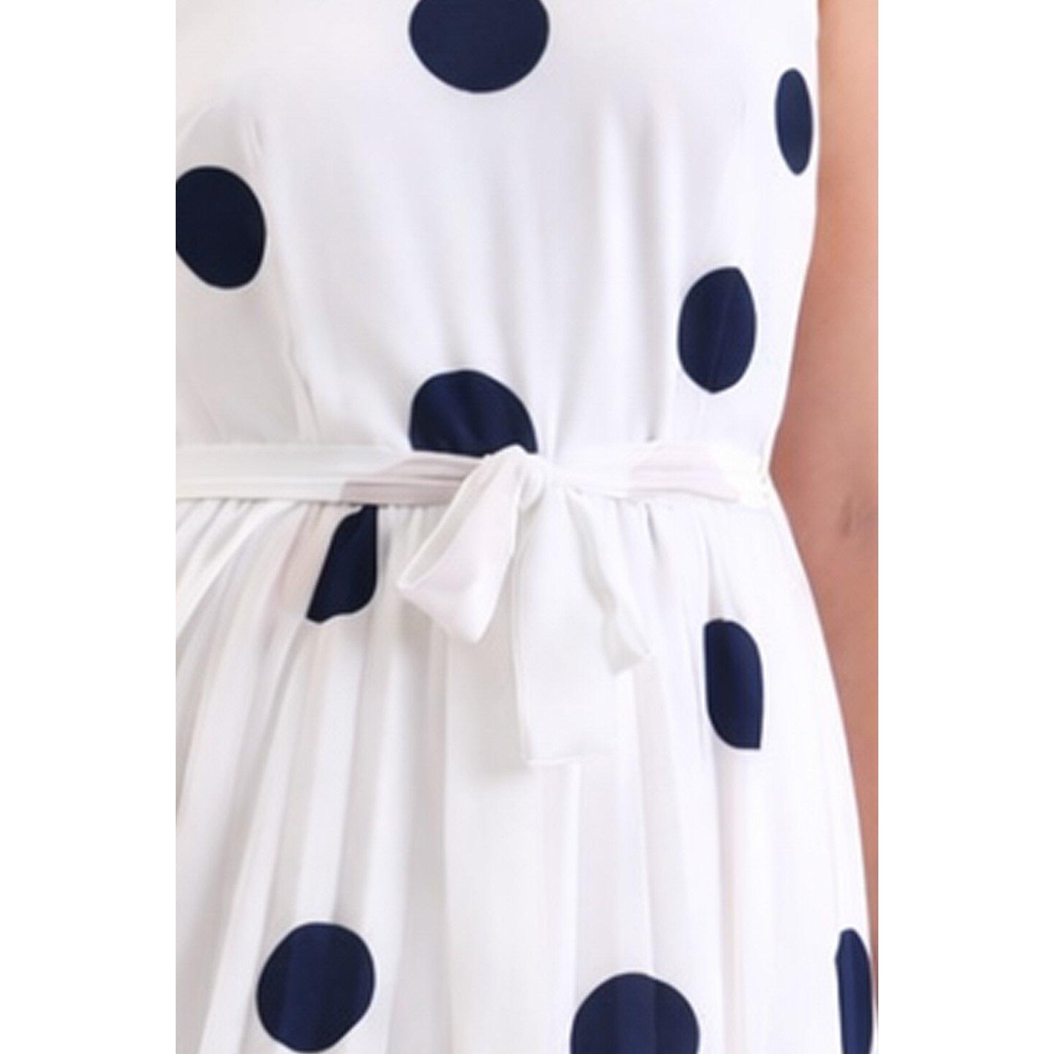 Print - Ella Boo - Ella Print polka dot sleeveless Dress navy or Beige spot - 5