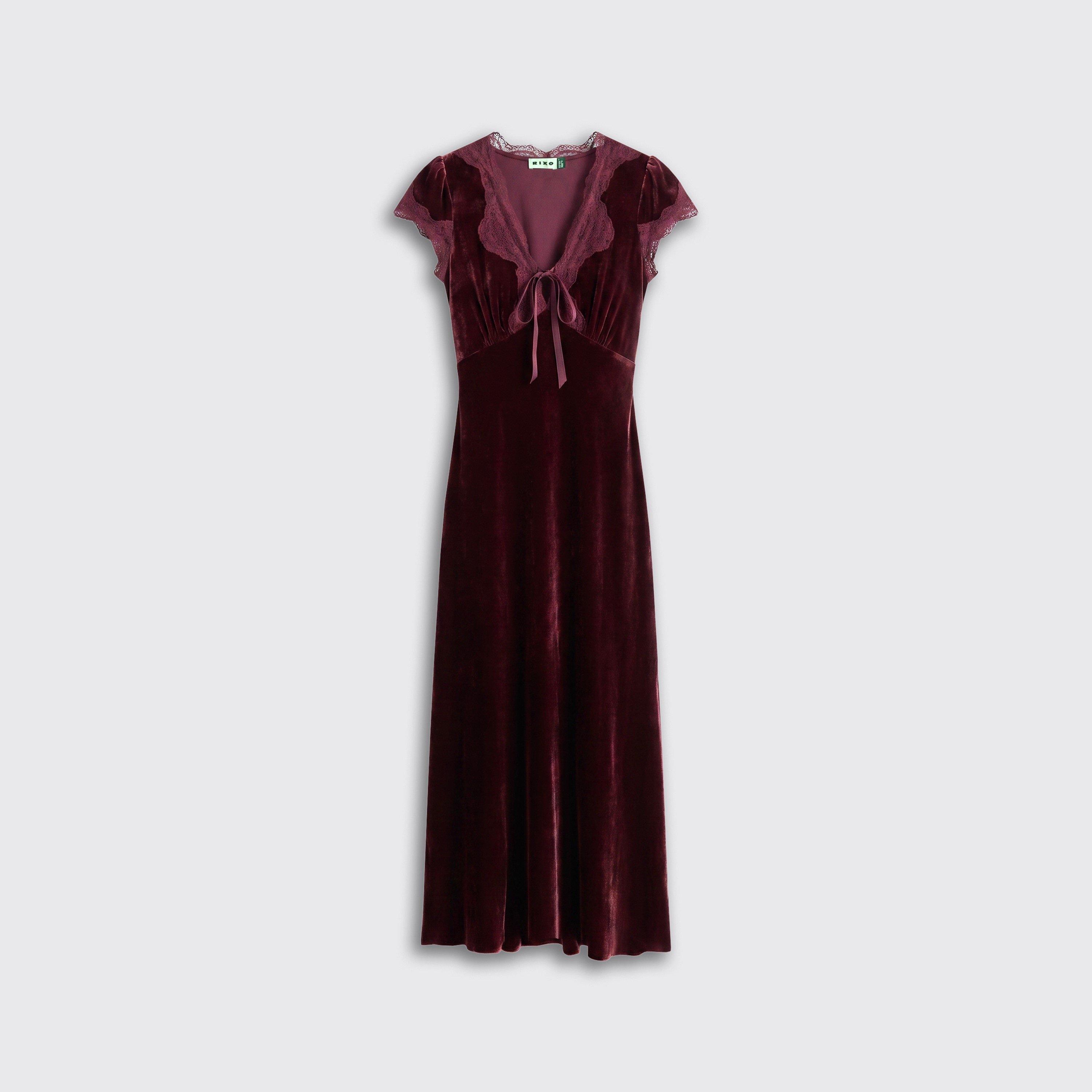 Bordeaux - RIXO - Women's Amari Tea Dress - 1