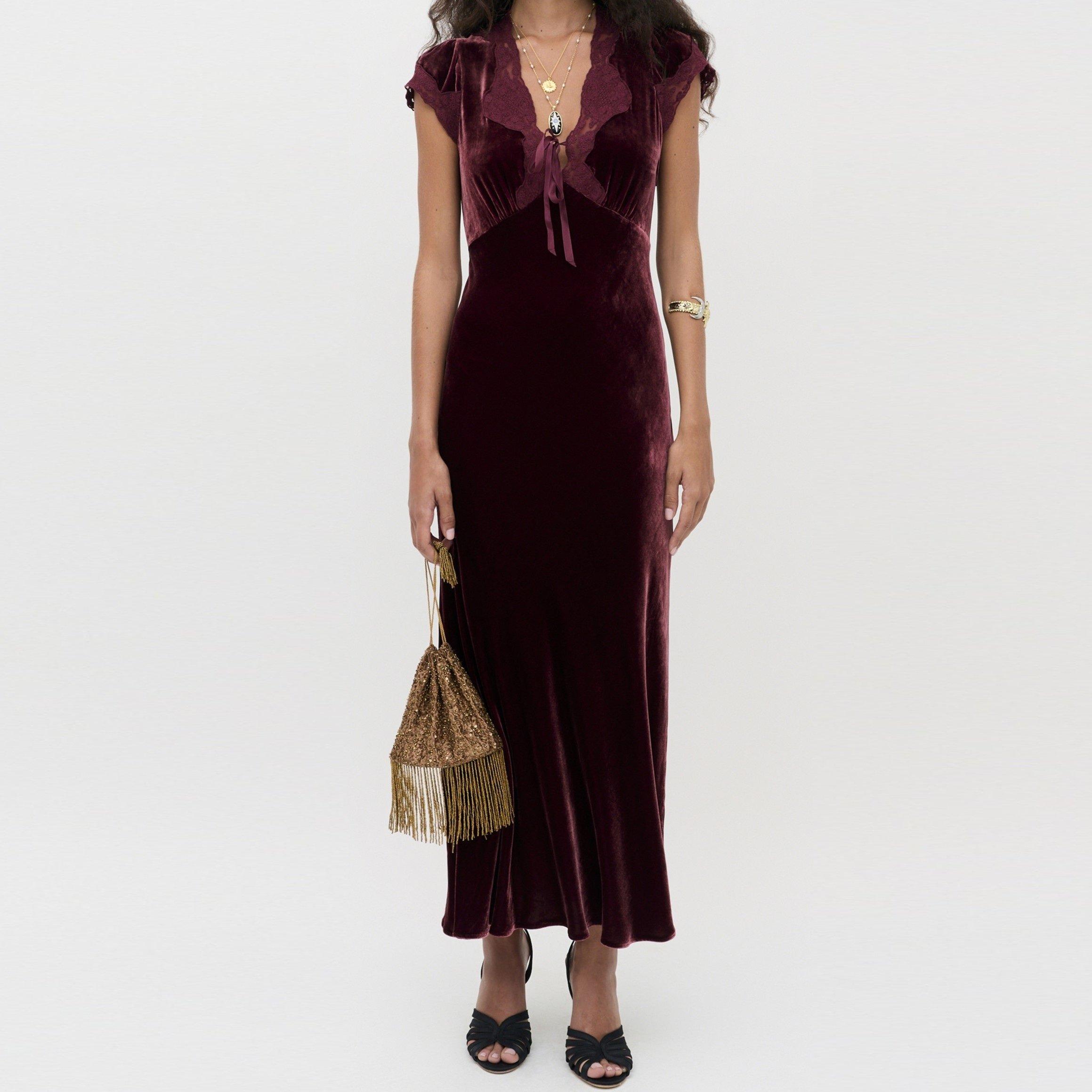 Bordeaux - RIXO - Women's Amari Tea Dress - 2