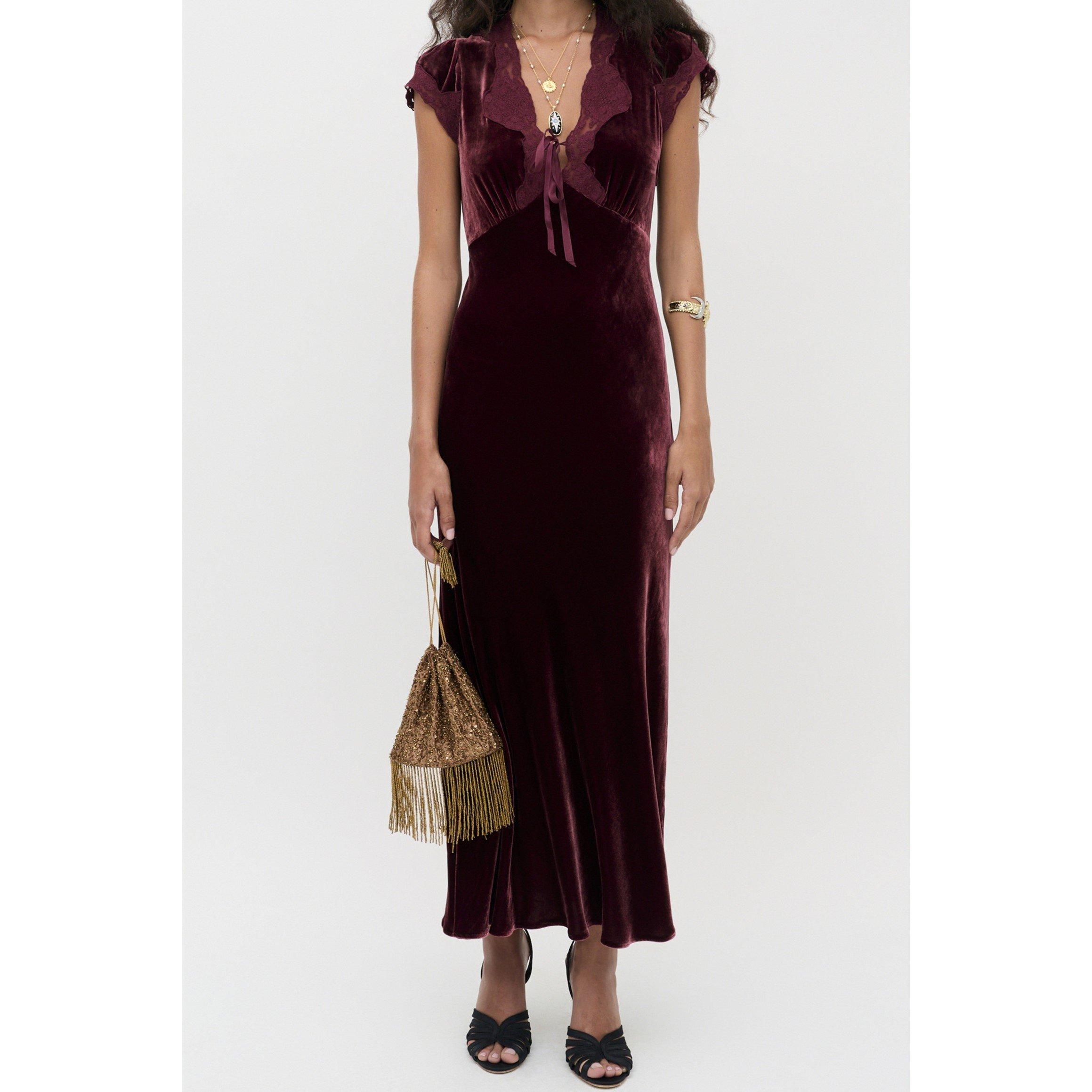 Bordeaux - RIXO - Women's Amari Tea Dress - 3