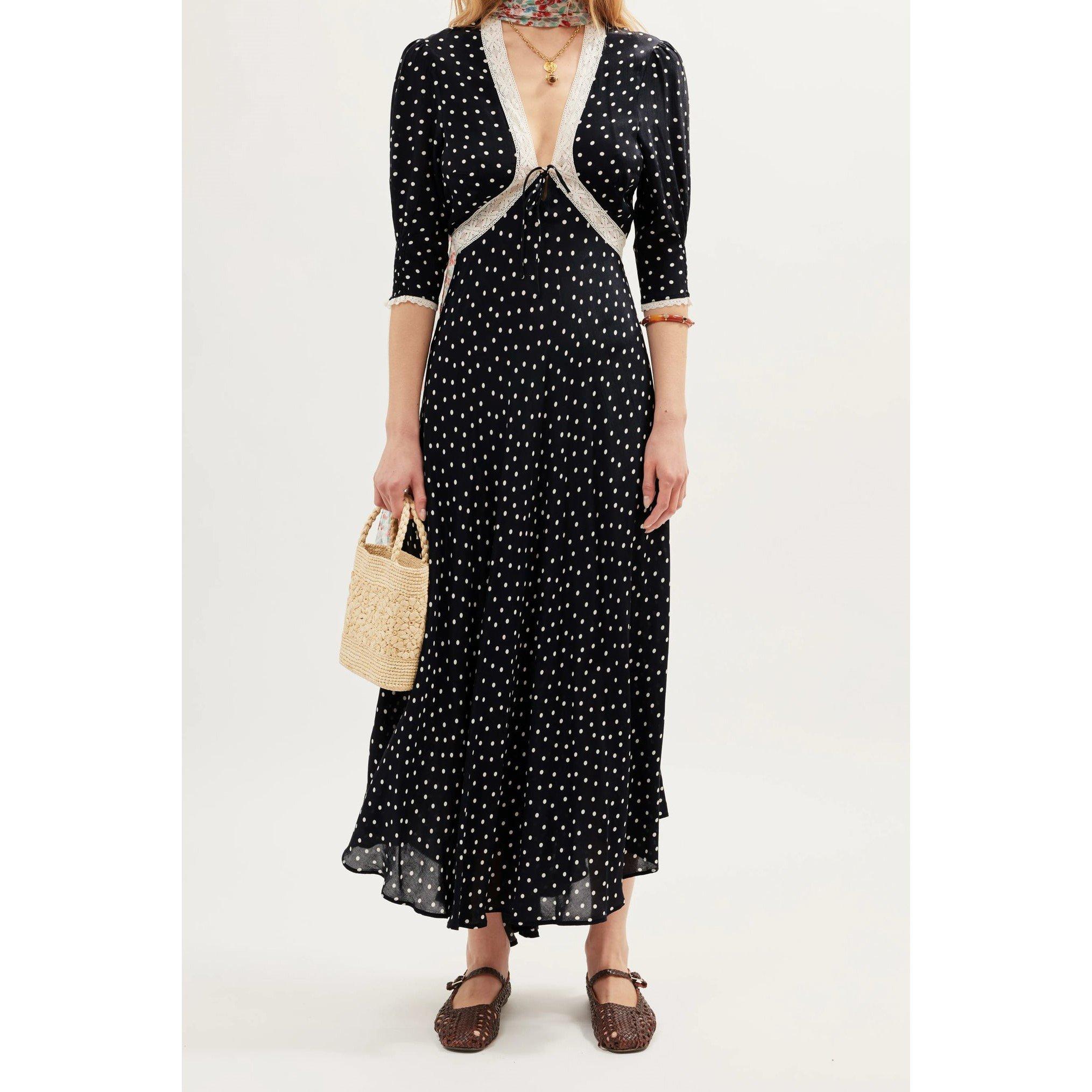 RIXO Rixo Amina Dress Ld61 - Layla Dot Navy - Size 16 (XL)