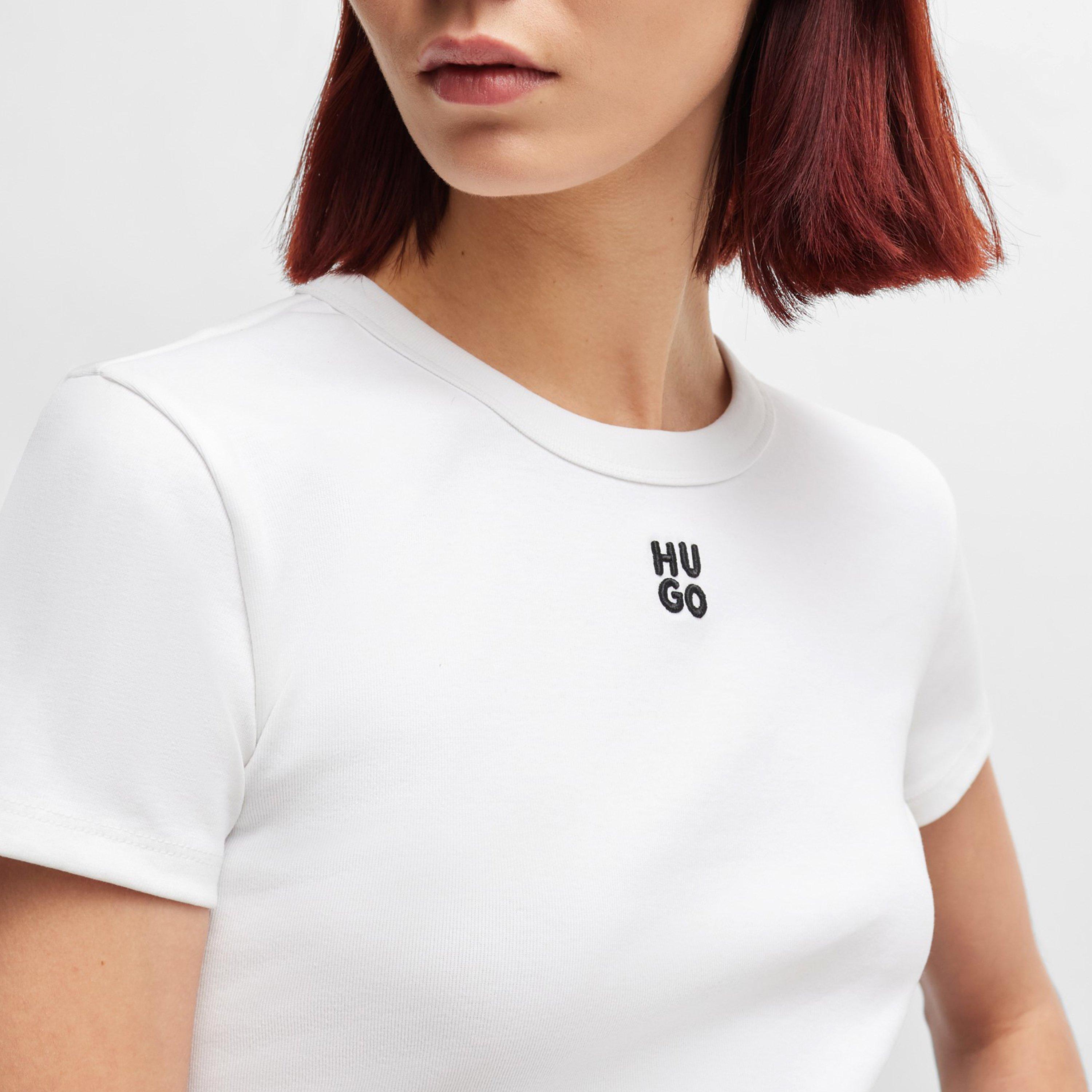 White - Hugo - Women's Delanor Cropped T-Shirt - 4