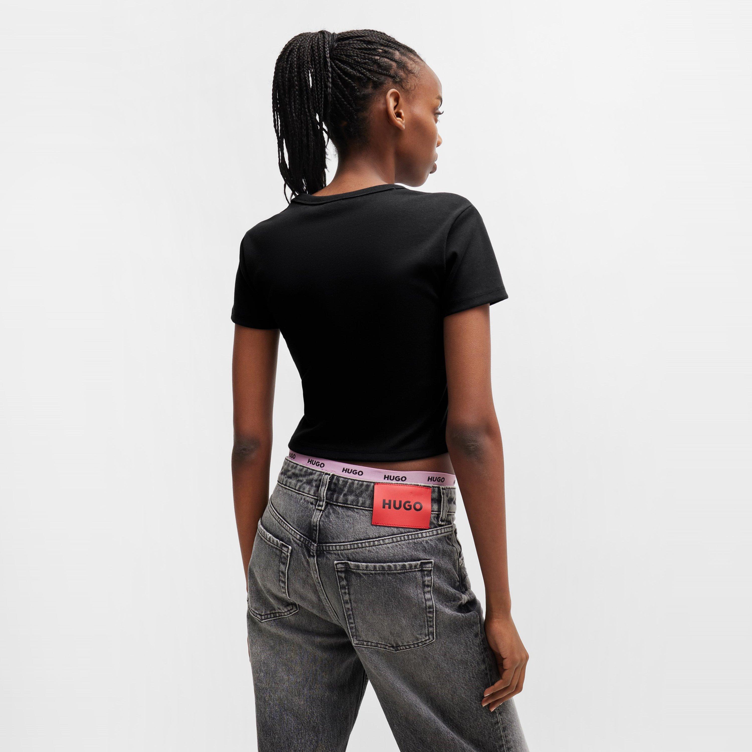 Black - Hugo - Women's Delanor Cropped T-Shirt - 3