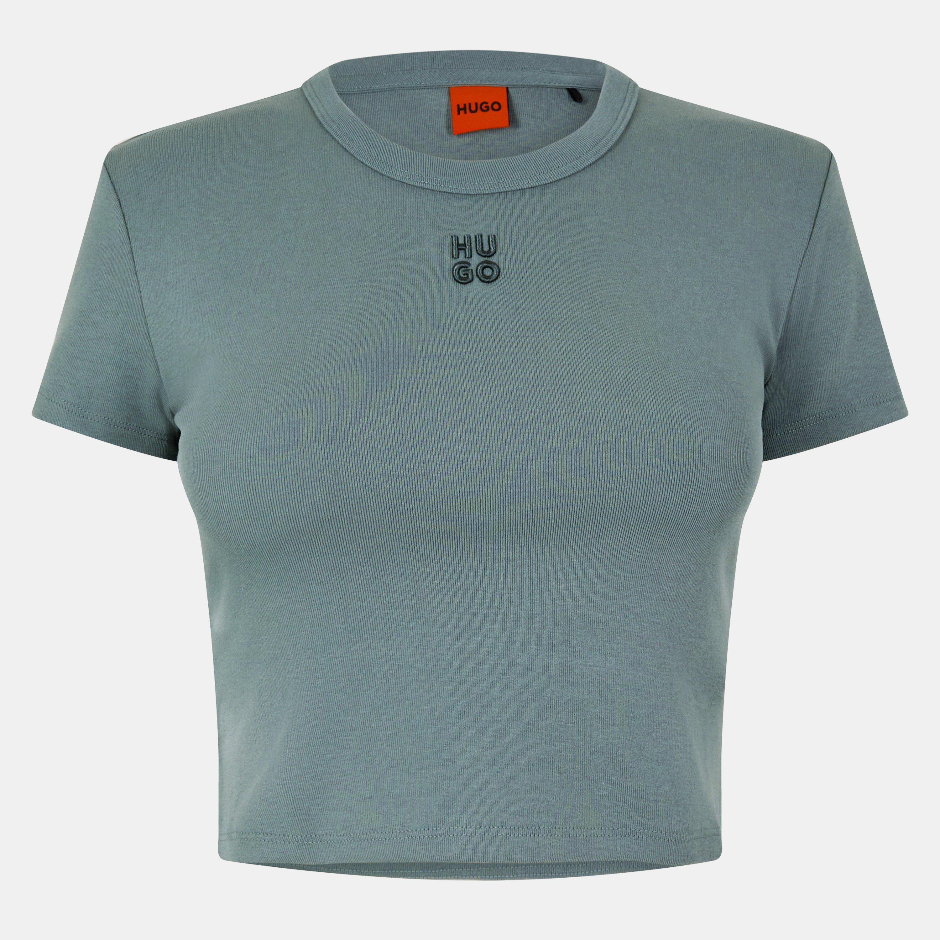 Hugo Women's Delanor Cropped T-Shirt - Open Green - XL