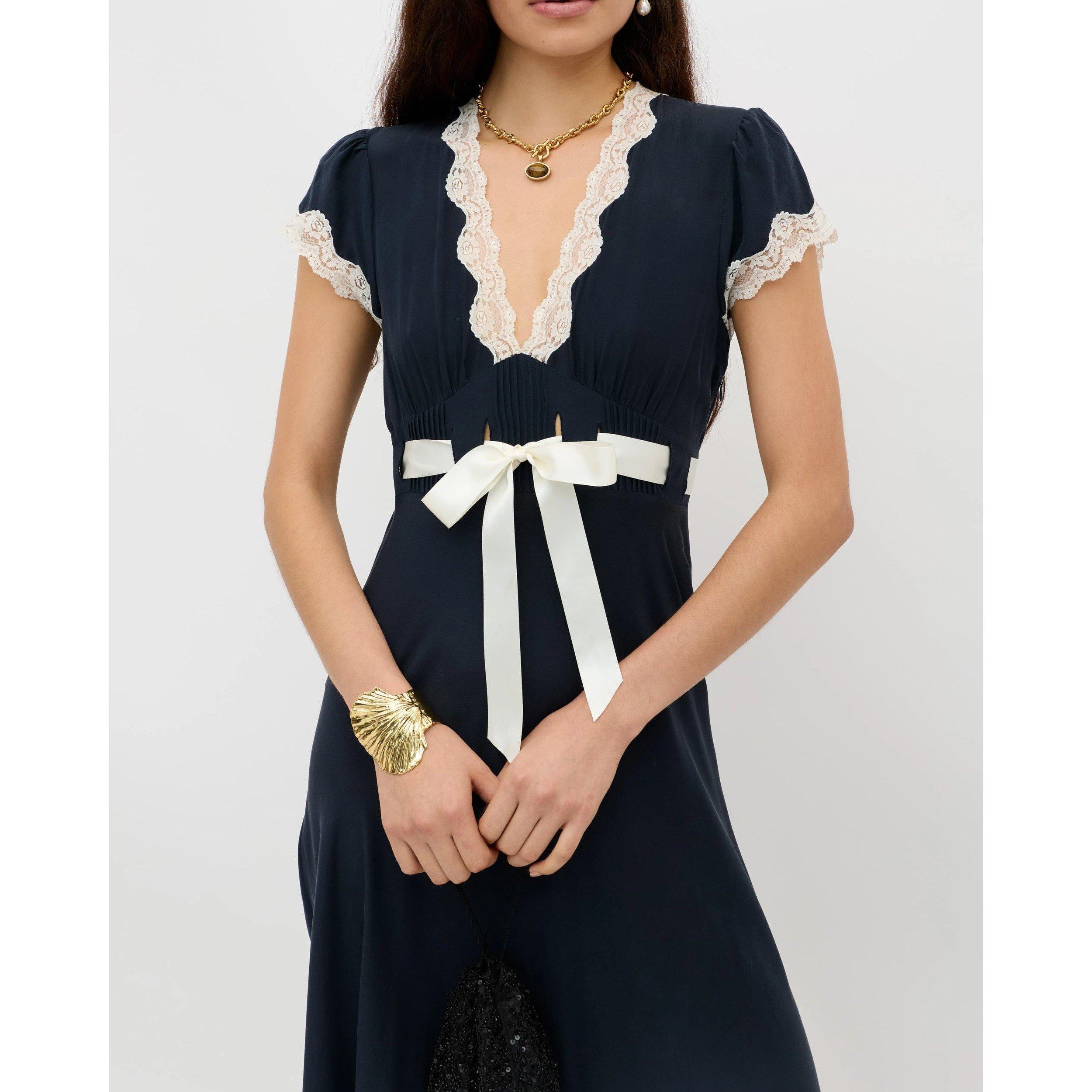 Deep Navy - RIXO - Rixo Marlice Dress Ld61 - 4