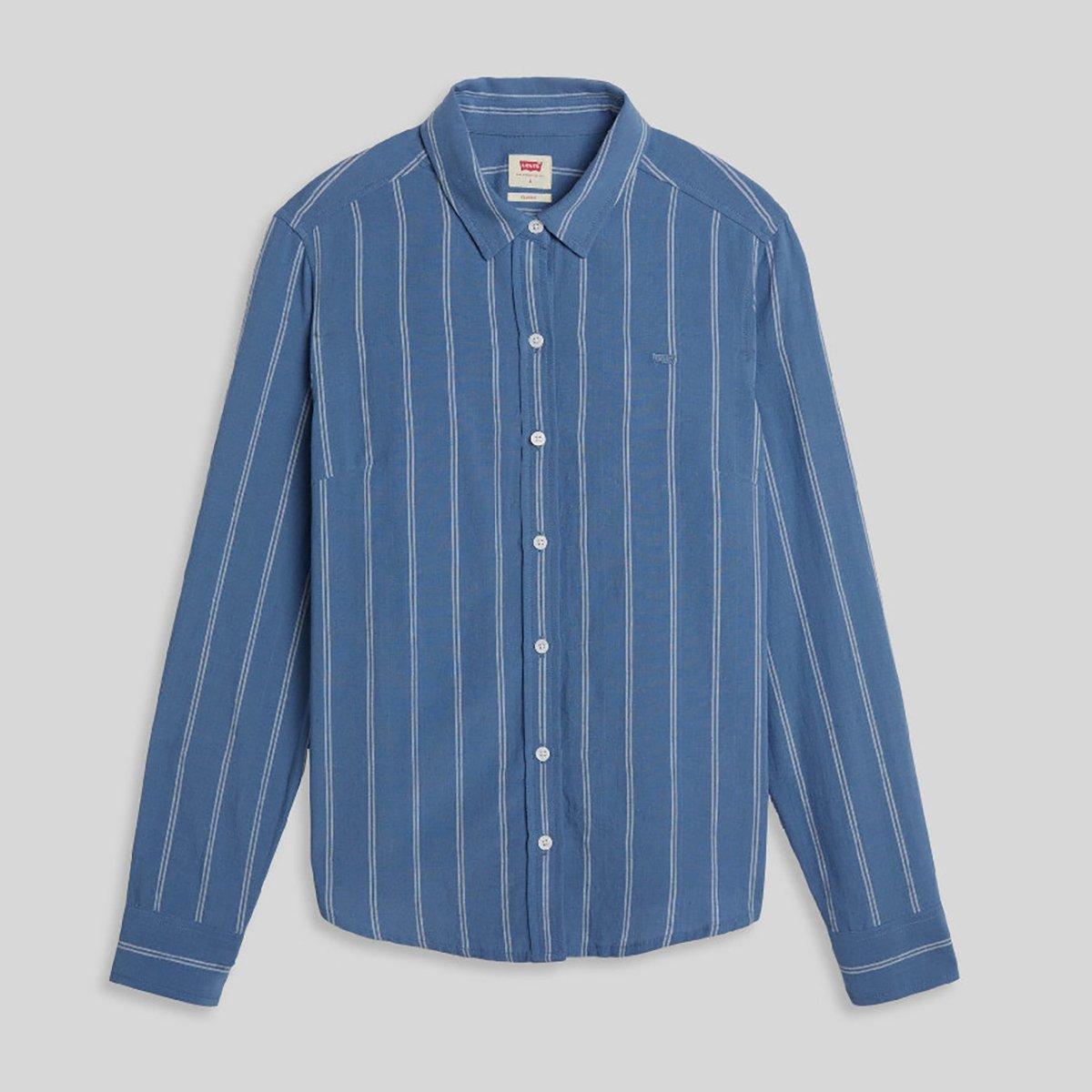 Levis Women's Blue Levi's Collared Neck Long Sleeve Regular Fit Shirt - Size 10 - Image 3