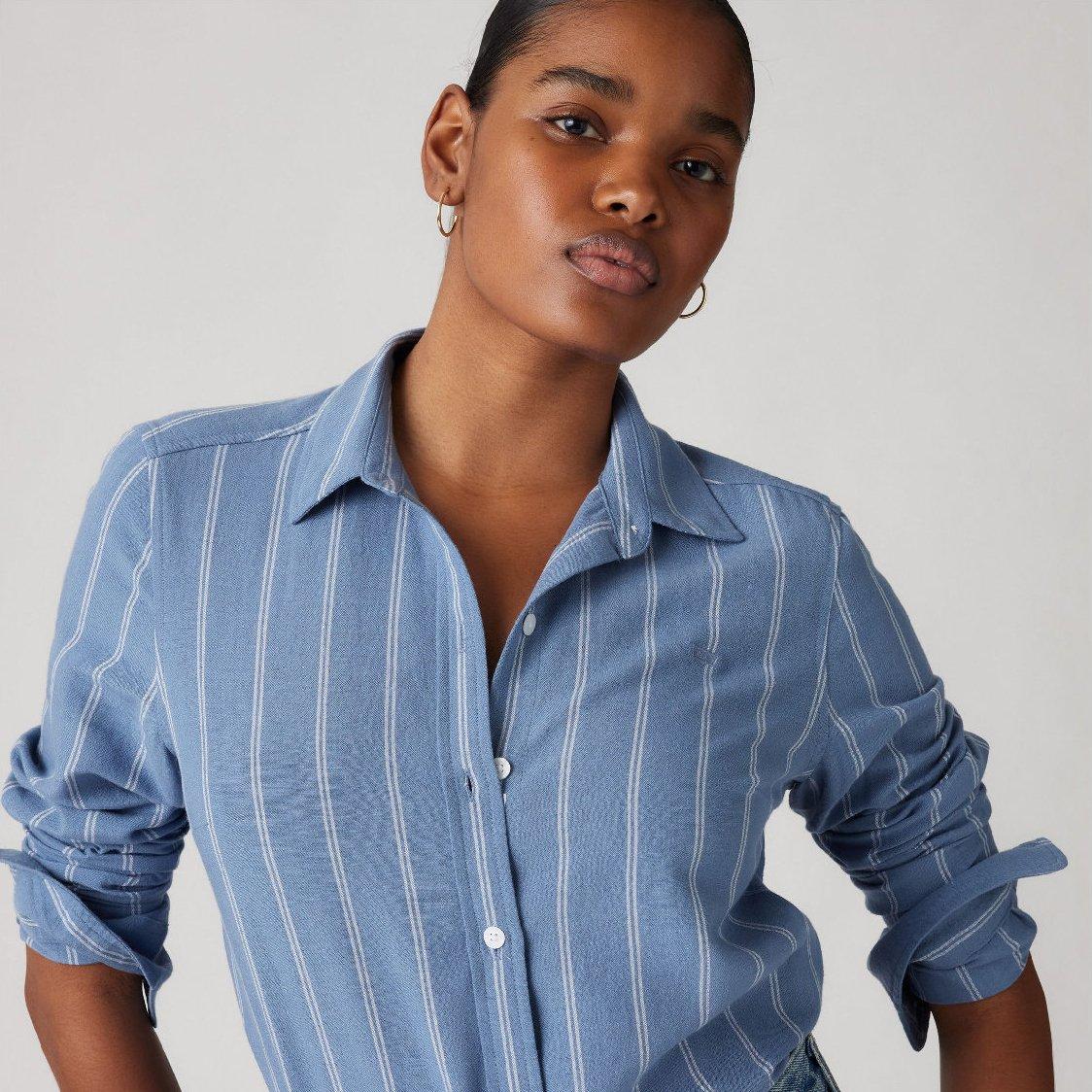 Shahi Stripe - Levis - Women's Long Sleeve Oxford Shirt - 4