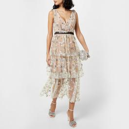 Self Portrait Embroidered Mesh Tiered Star Dress