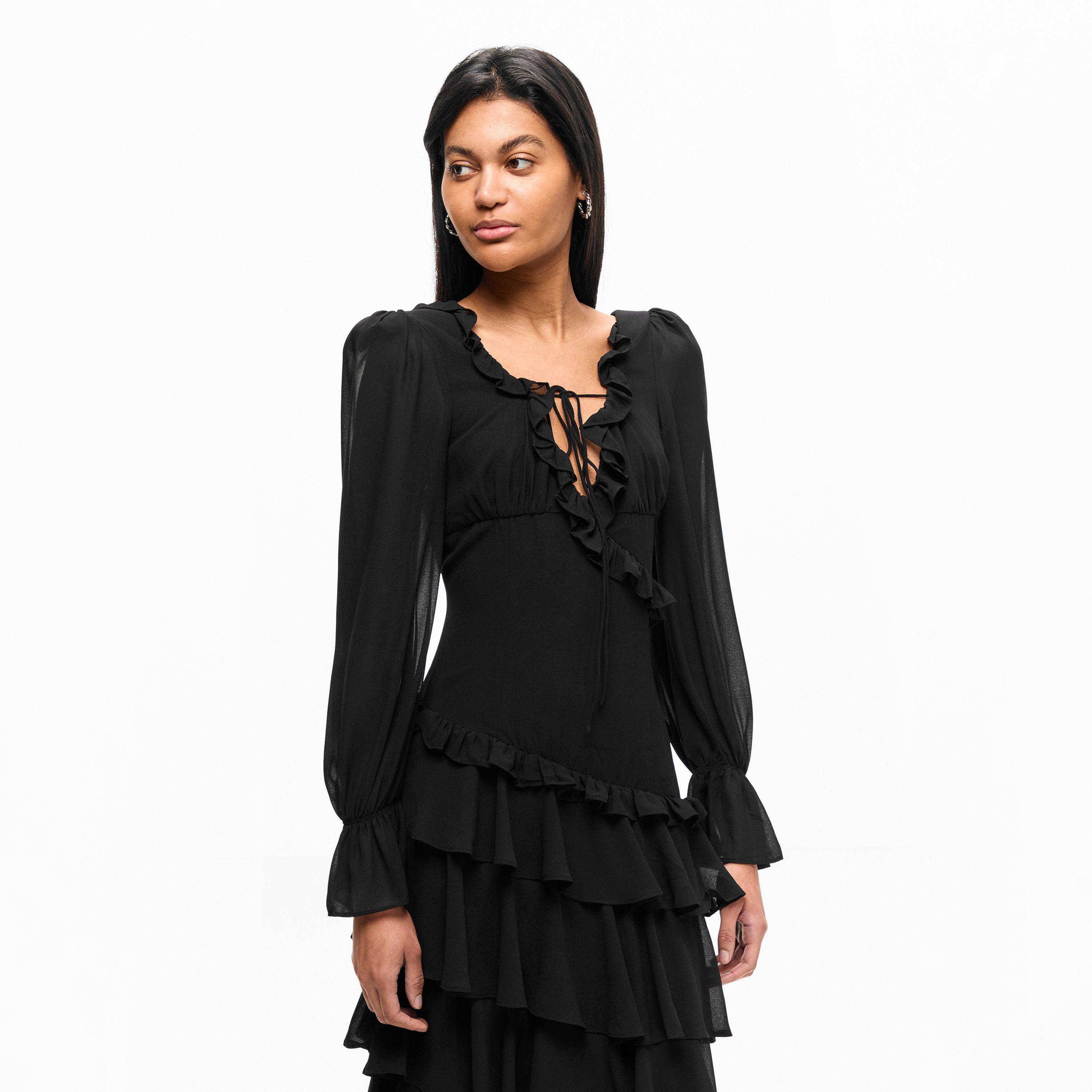 Black - Anne Louise Boutique - Anne Lo Ruffle Ld61 - 3