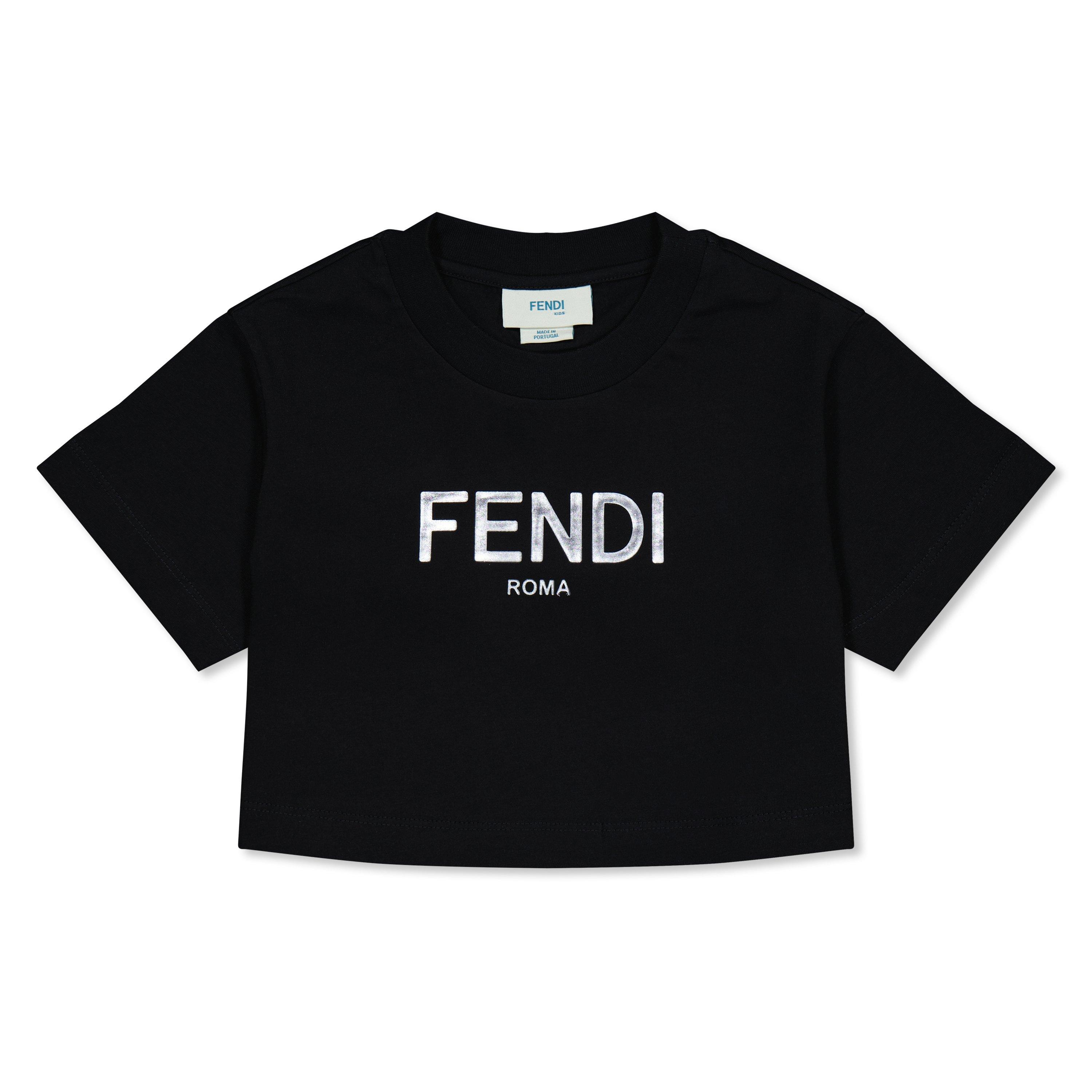 Black F1L13 - Fendi - Girls Cropped Logo T-Shirt - 1
