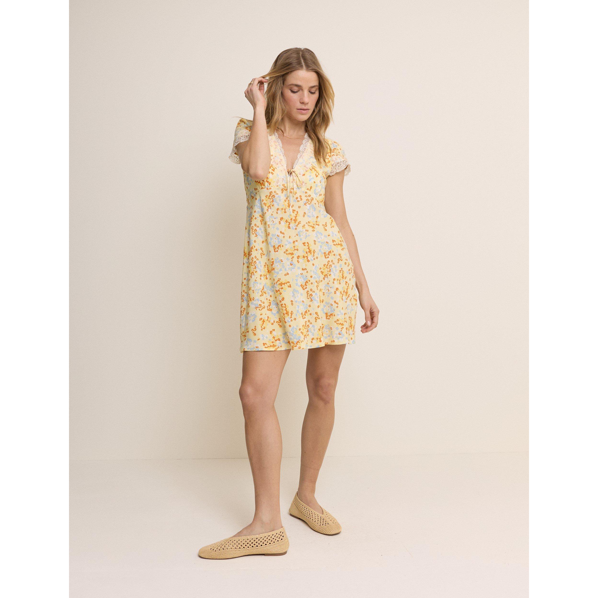 Yellow - Nobodys Child - Aida Short Sleeve Mini Dress - 1