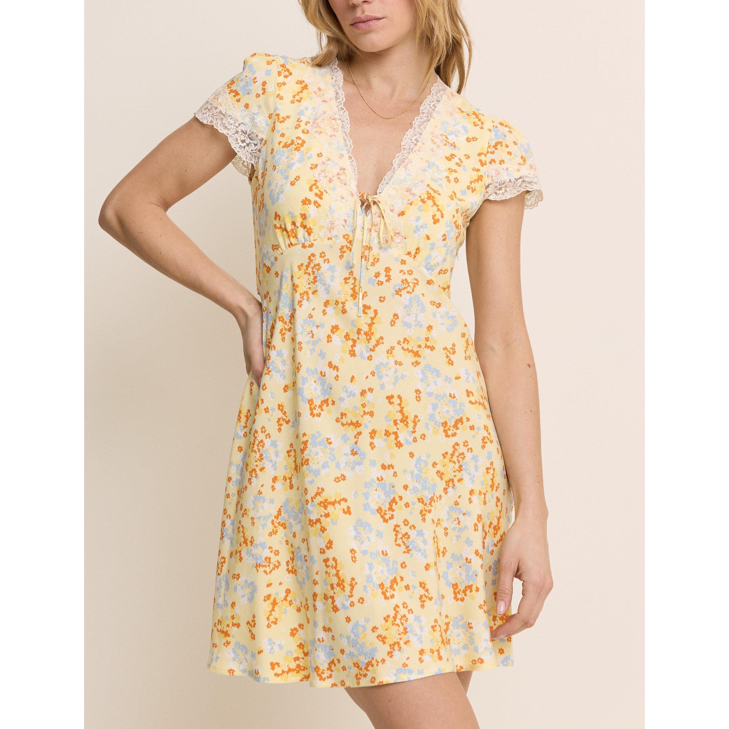 Yellow - Nobodys Child - Aida Short Sleeve Mini Dress - 4