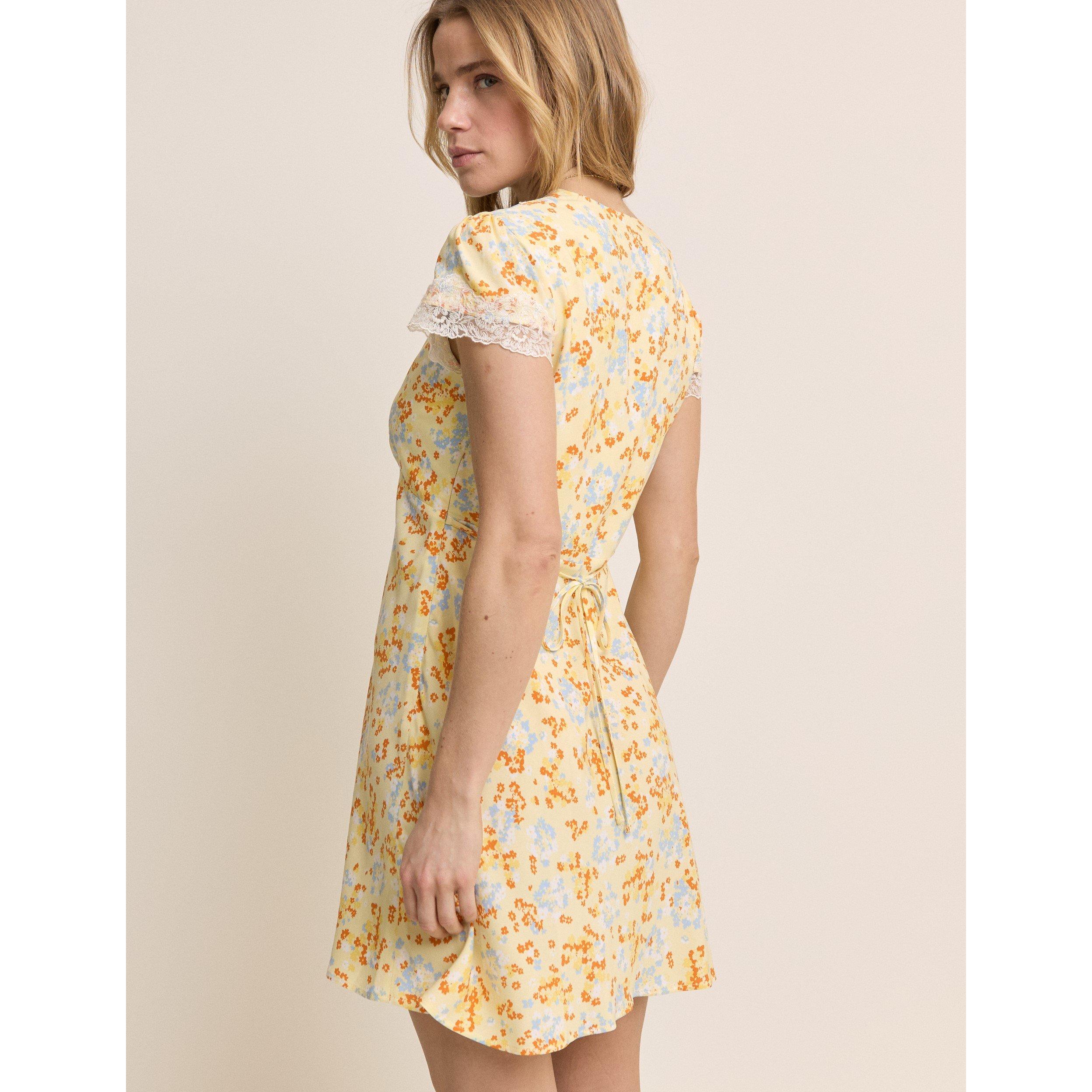 Yellow - Nobodys Child - Aida Short Sleeve Mini Dress - 5