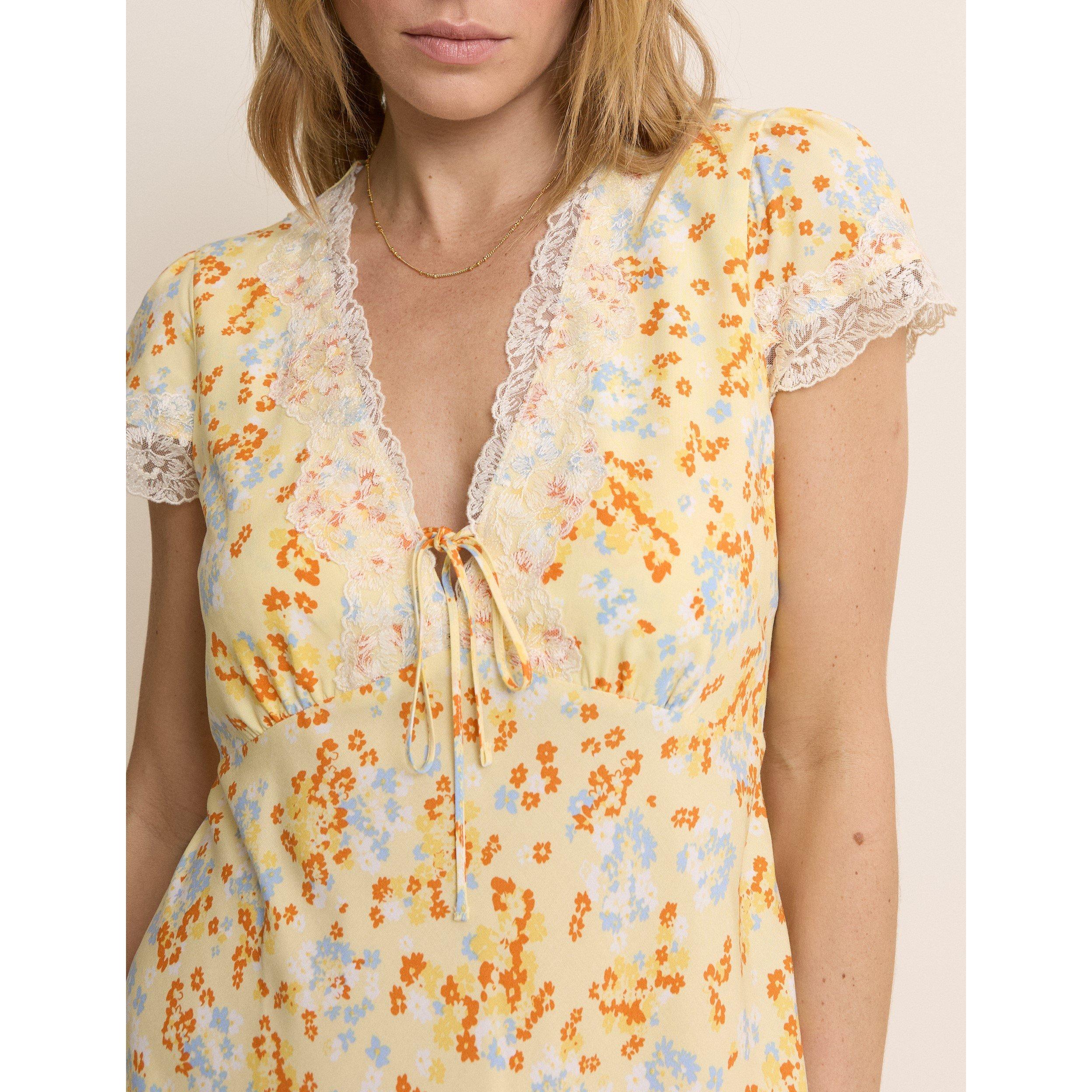 Yellow - Nobodys Child - Aida Short Sleeve Mini Dress - 6