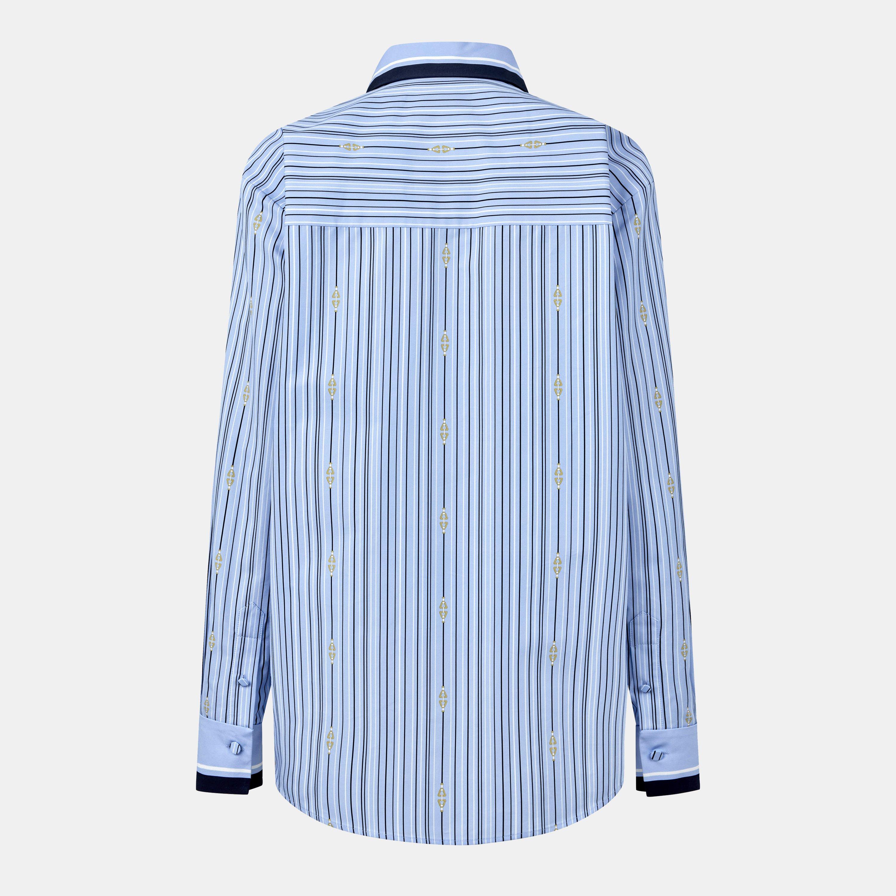 Azure/Blue - Gucci - Horsebit Striped Cotton Shirt - 2
