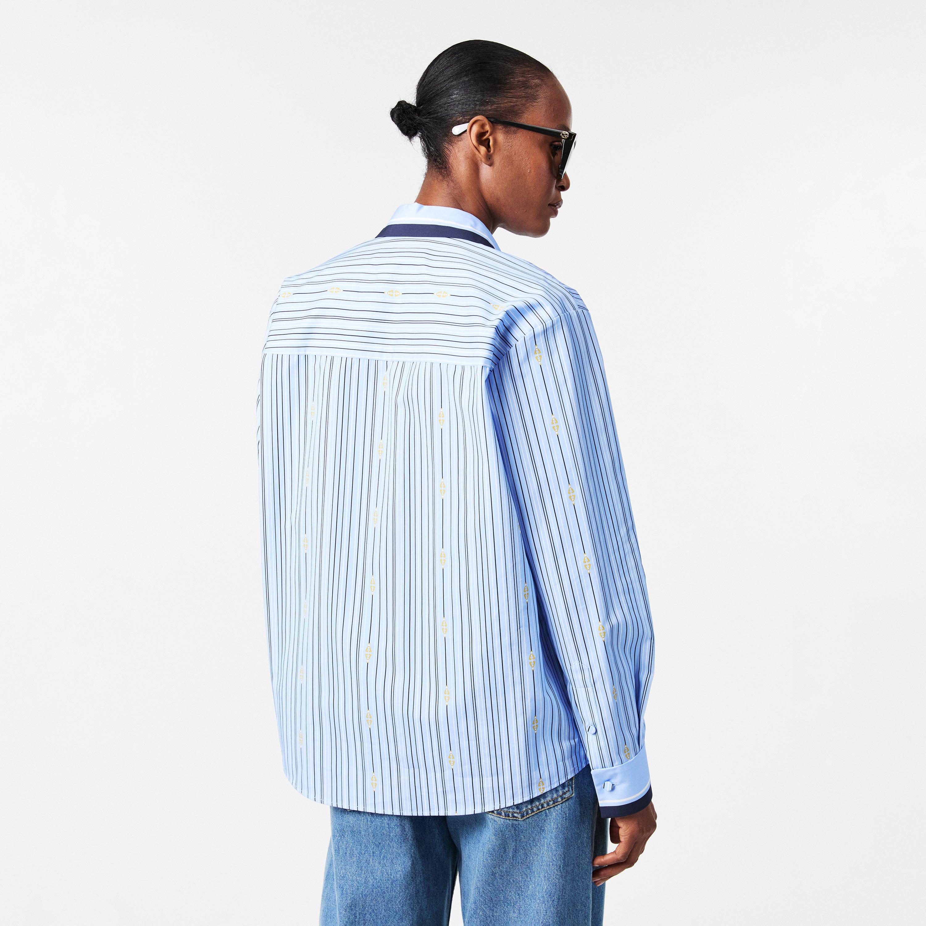 Azure/Blue - Gucci - Horsebit Striped Cotton Shirt - 4