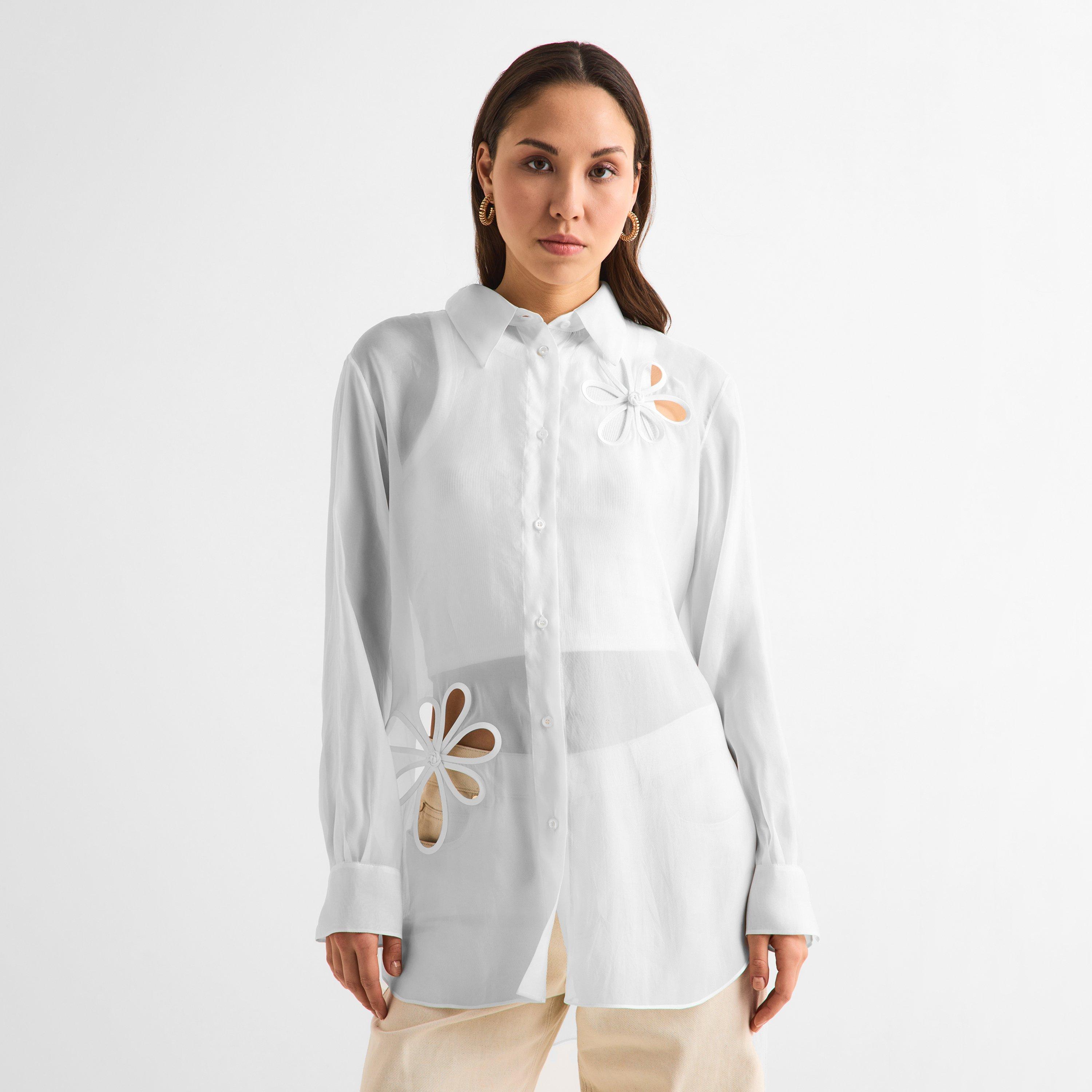 White - Fendi - Women's Long Sleeve Patterned Shirt - 3