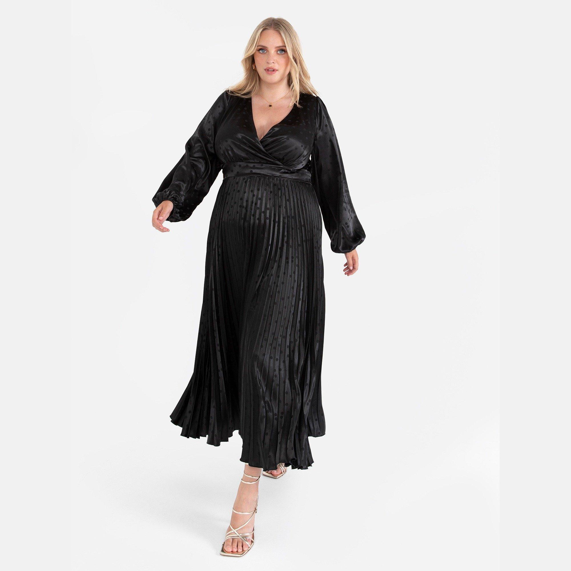Black - Lovedrobe - Lovedrobe Luxe Black Spot Satin Midaxi Dress - 1