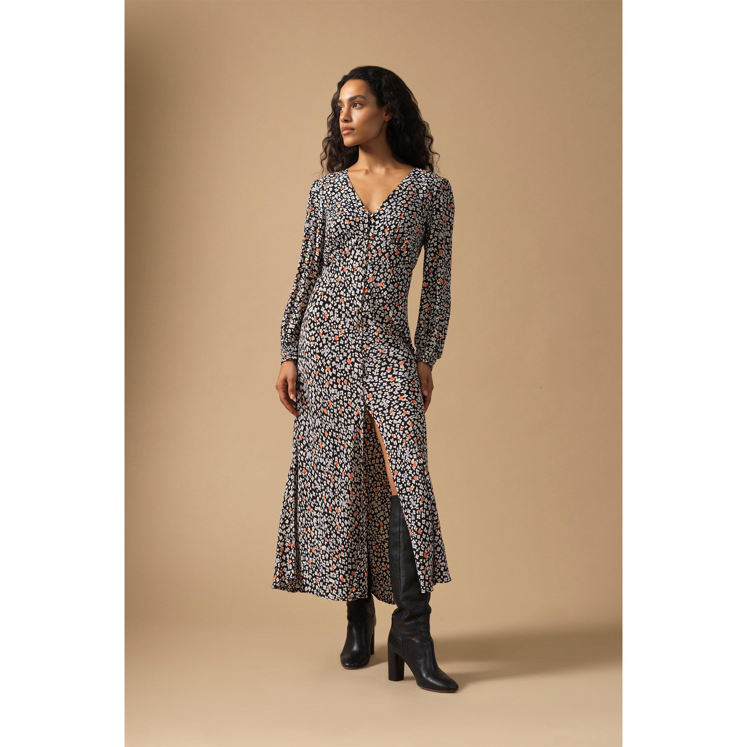 90-Sunset Orang - Great Plains - Women's Heart Print Midi Dress - 3