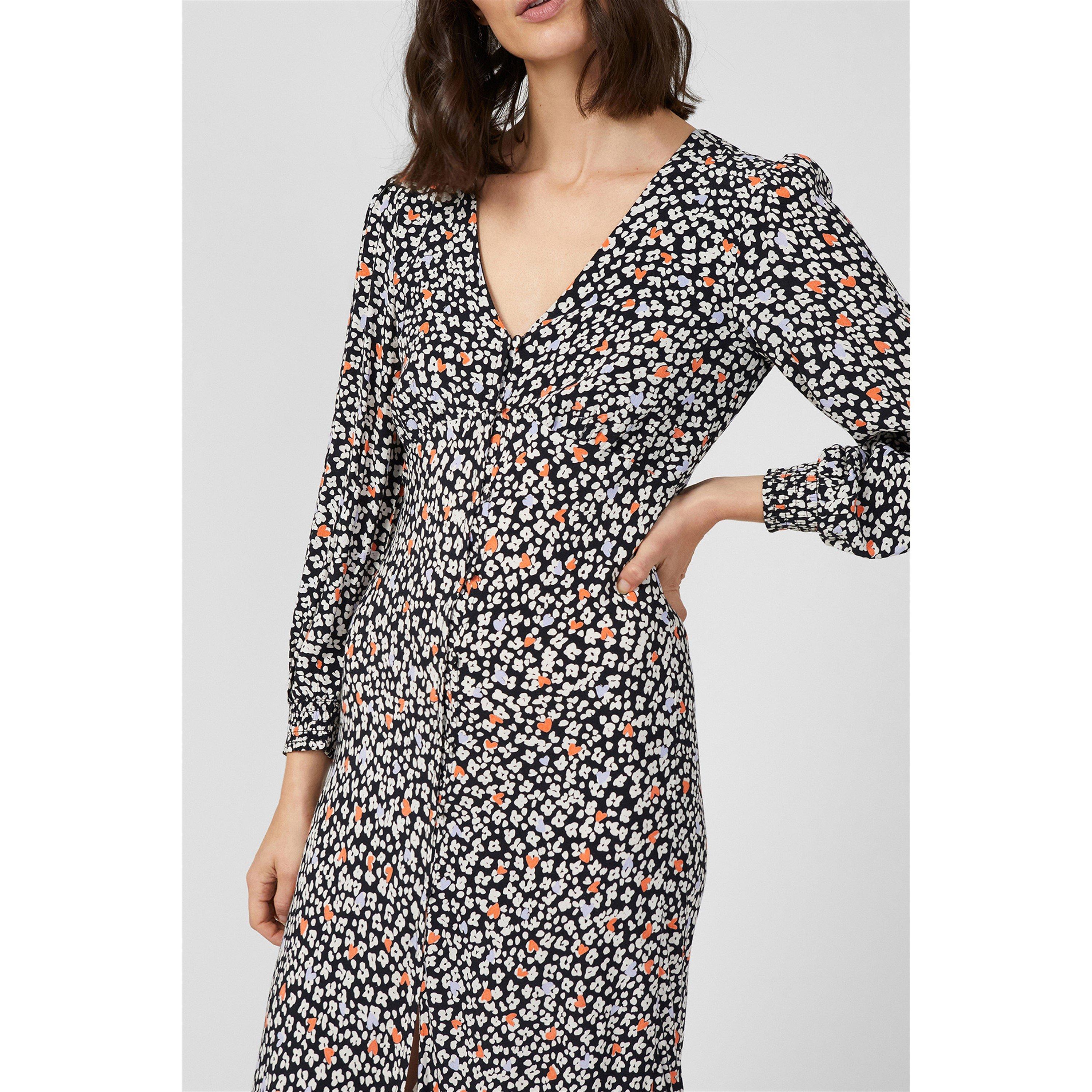 90-Sunset Orang - Great Plains - Women's Heart Print Midi Dress - 4