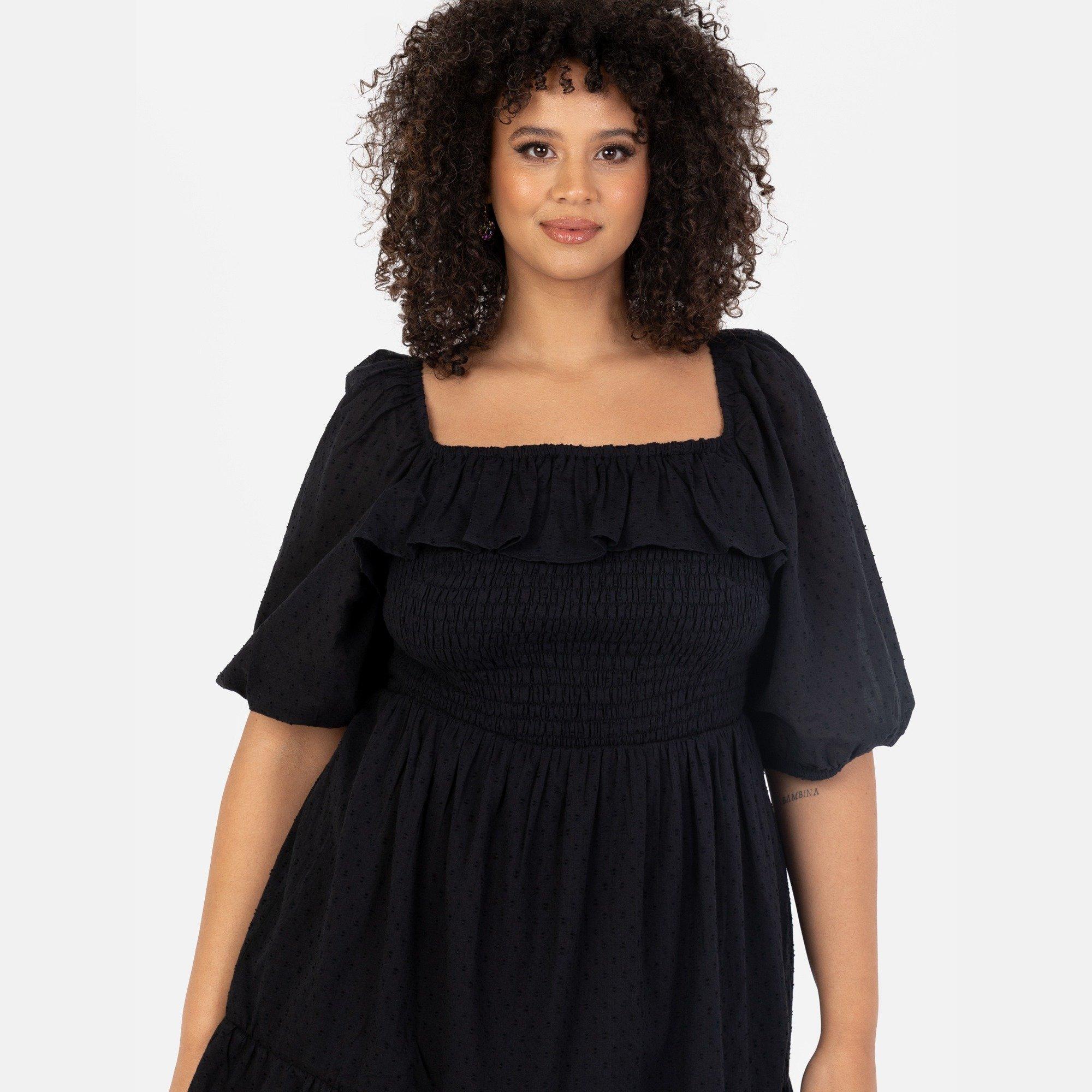 Schwarz - Lovedrobe - Lovedro Smock Dress Ld99 - 3