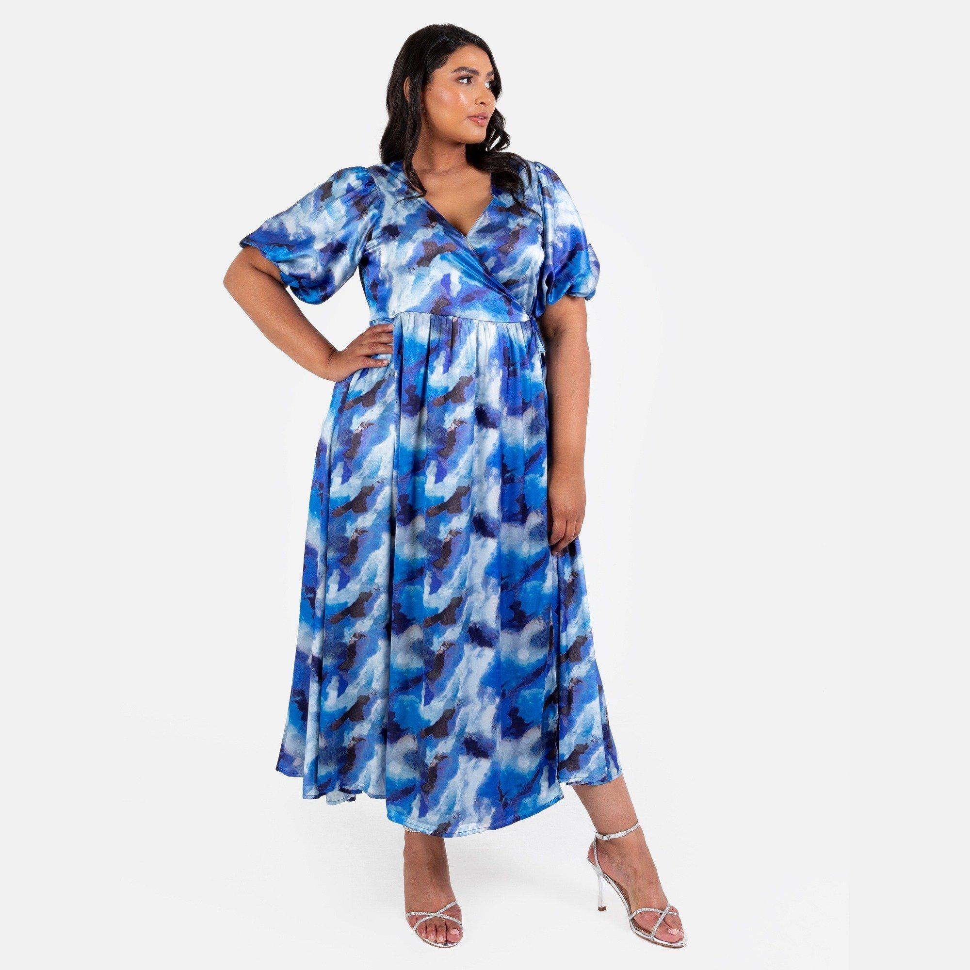 Lovedrobe Women's Satin Wrap Midaxi Dress Blue - 12 (M)