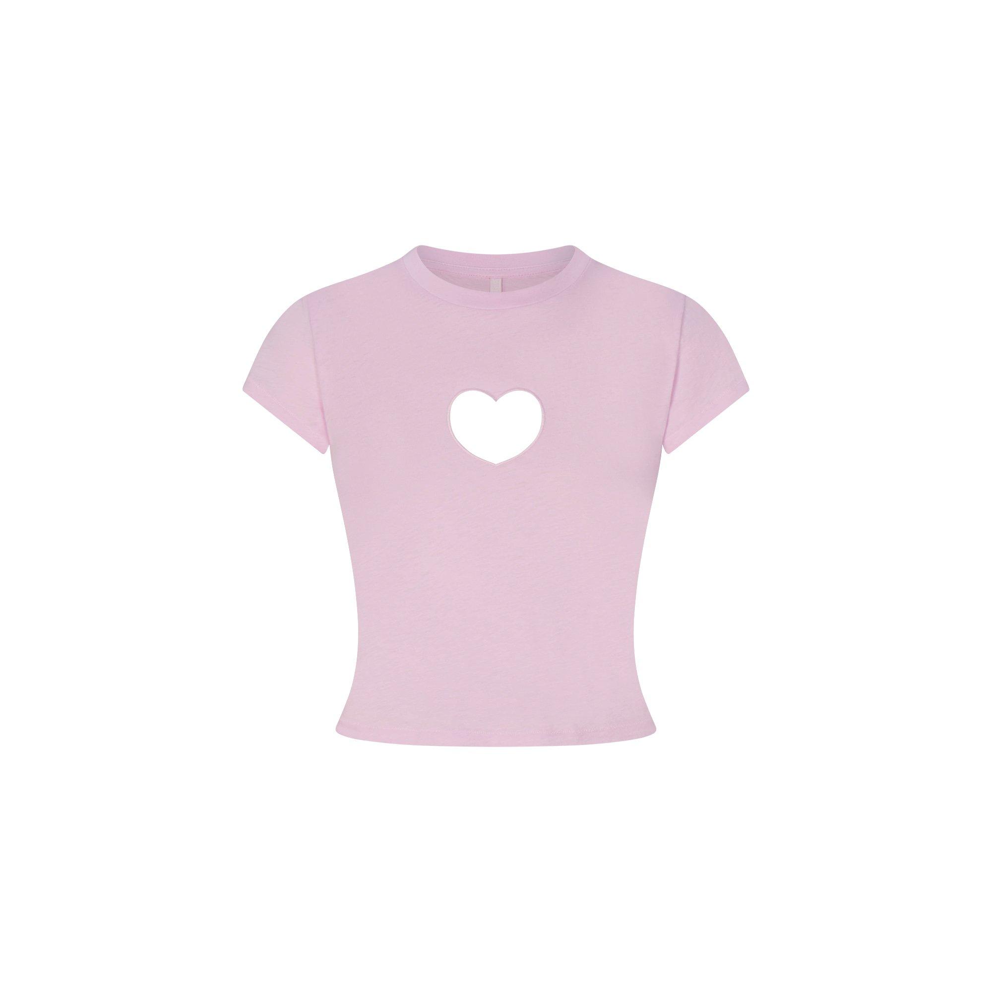 BABY PINK - SKIMS - Womens Worn In Jersey Baby Heart T-Shirt