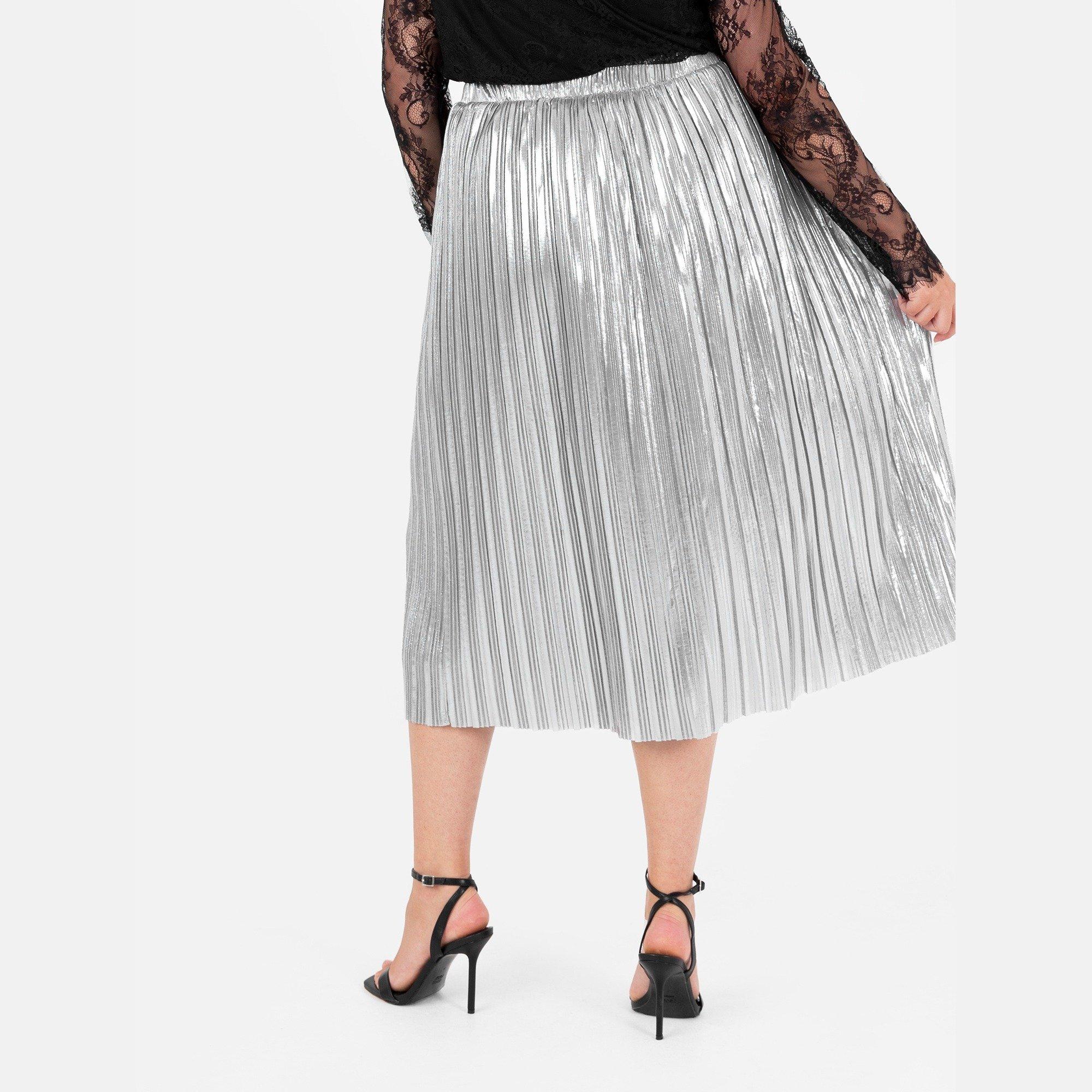 Silber - Lovedrobe - Lovedro Pleat Skirt Ld99 - 2