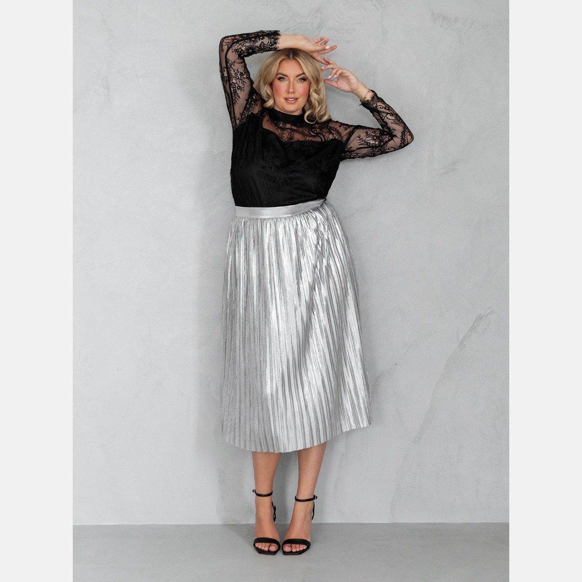 Silber - Lovedrobe - Lovedro Pleat Skirt Ld99 - 6