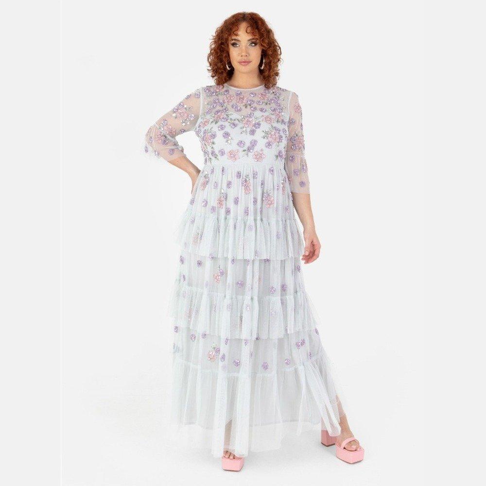 Glacier Grey - Maya Deluxe - Maya Embellished Ruffle Maxi Dress - 1