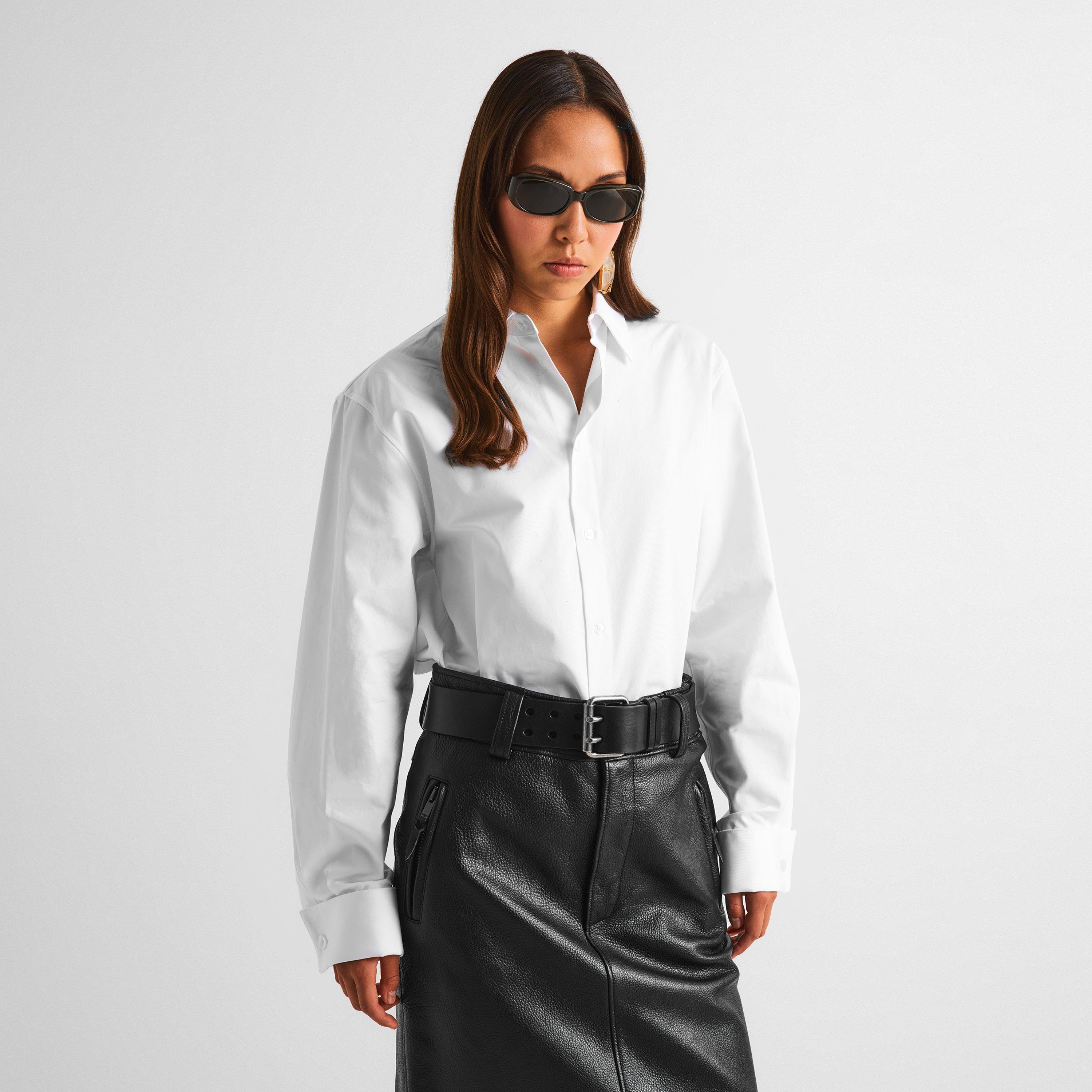 Blanc - Saint Laurent - Women's Long Sleeve Plain Shirt - 3