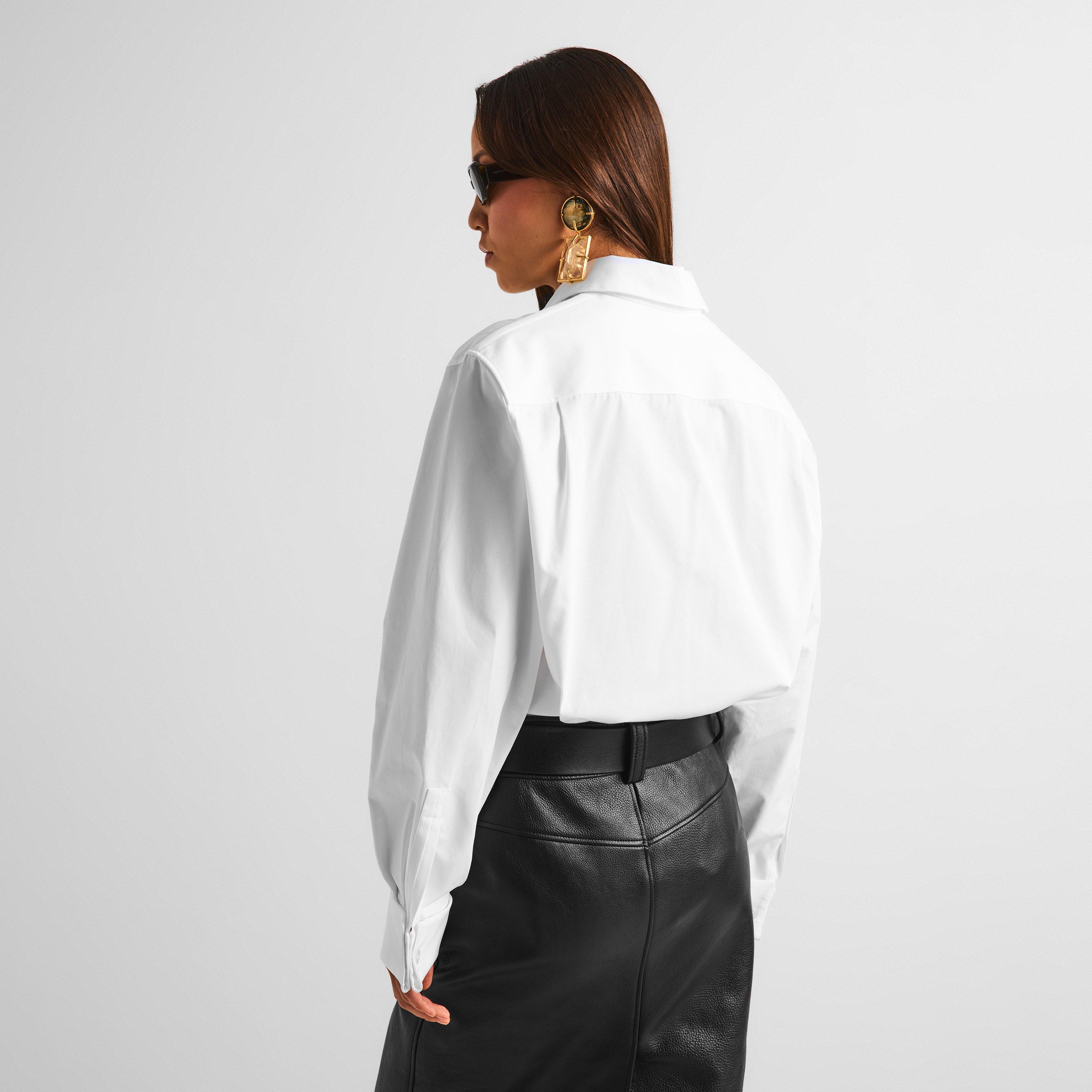 Blanc - Saint Laurent - Women's Long Sleeve Plain Shirt - 4
