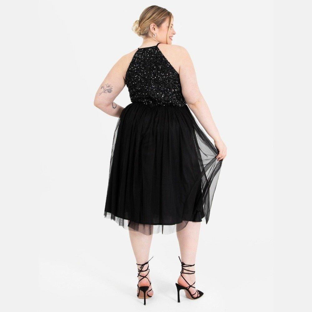 Black - Maya Deluxe - Maya Embellished Halter Neck Midi Dress - 4