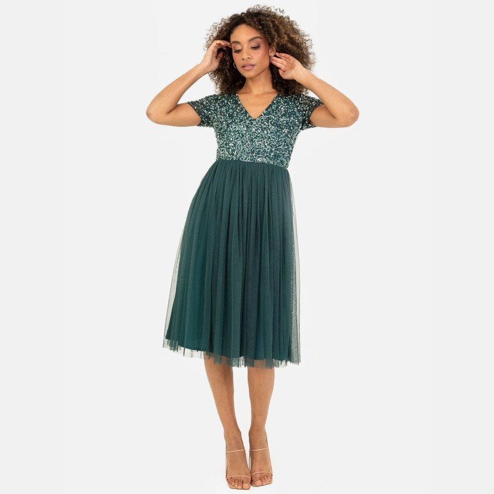 Emerald - Maya Deluxe - Maya Embellished Halter Neck Midi Dress - 6