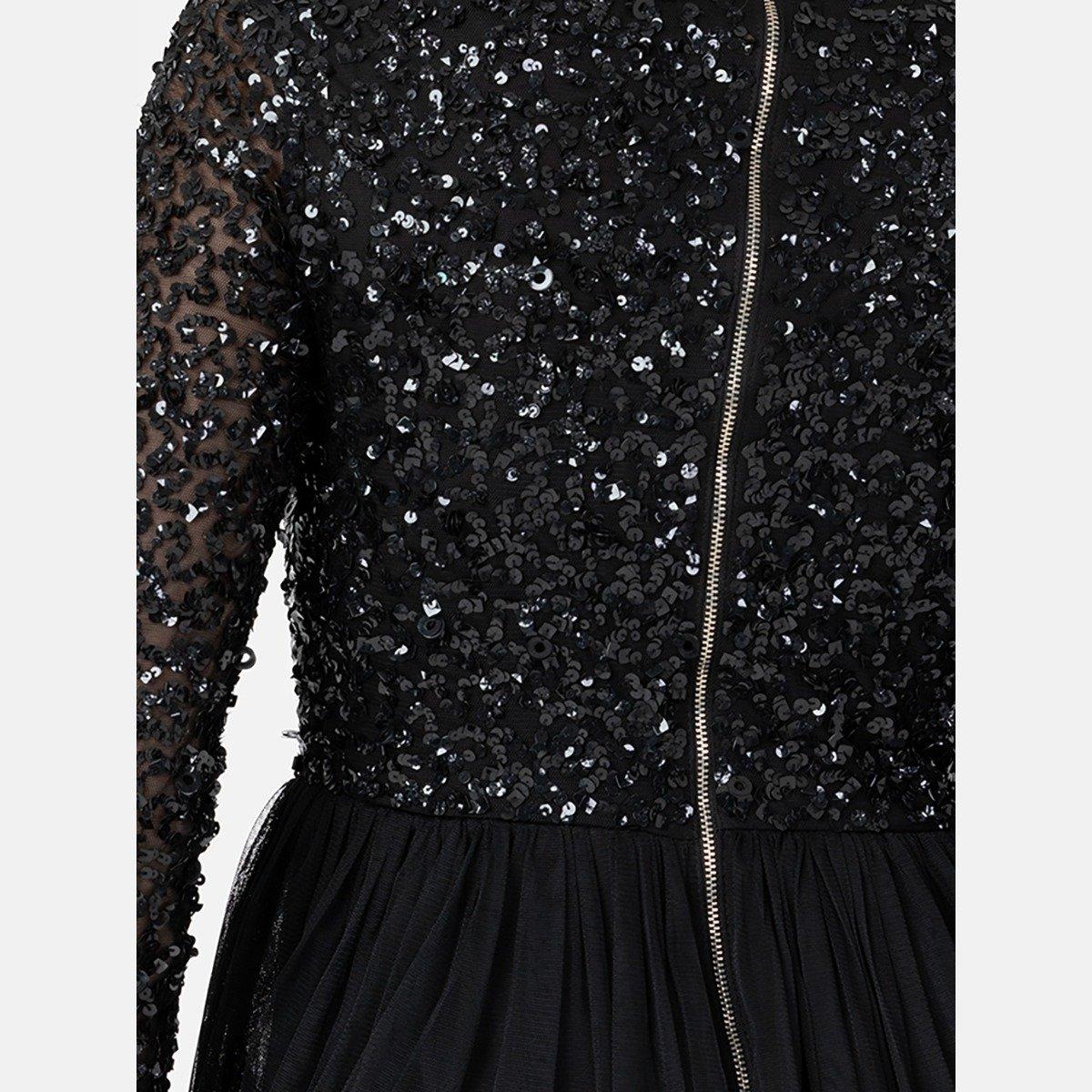 Black - Maya Deluxe - Maya Faux Wrap Front Embellished Maxi Dress - 5