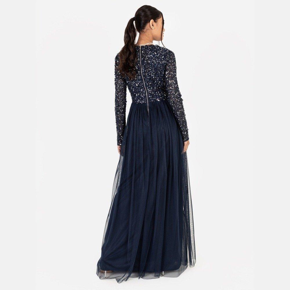 Navy - Maya Deluxe - Maya Faux Wrap Front Embellished Maxi Dress - 2