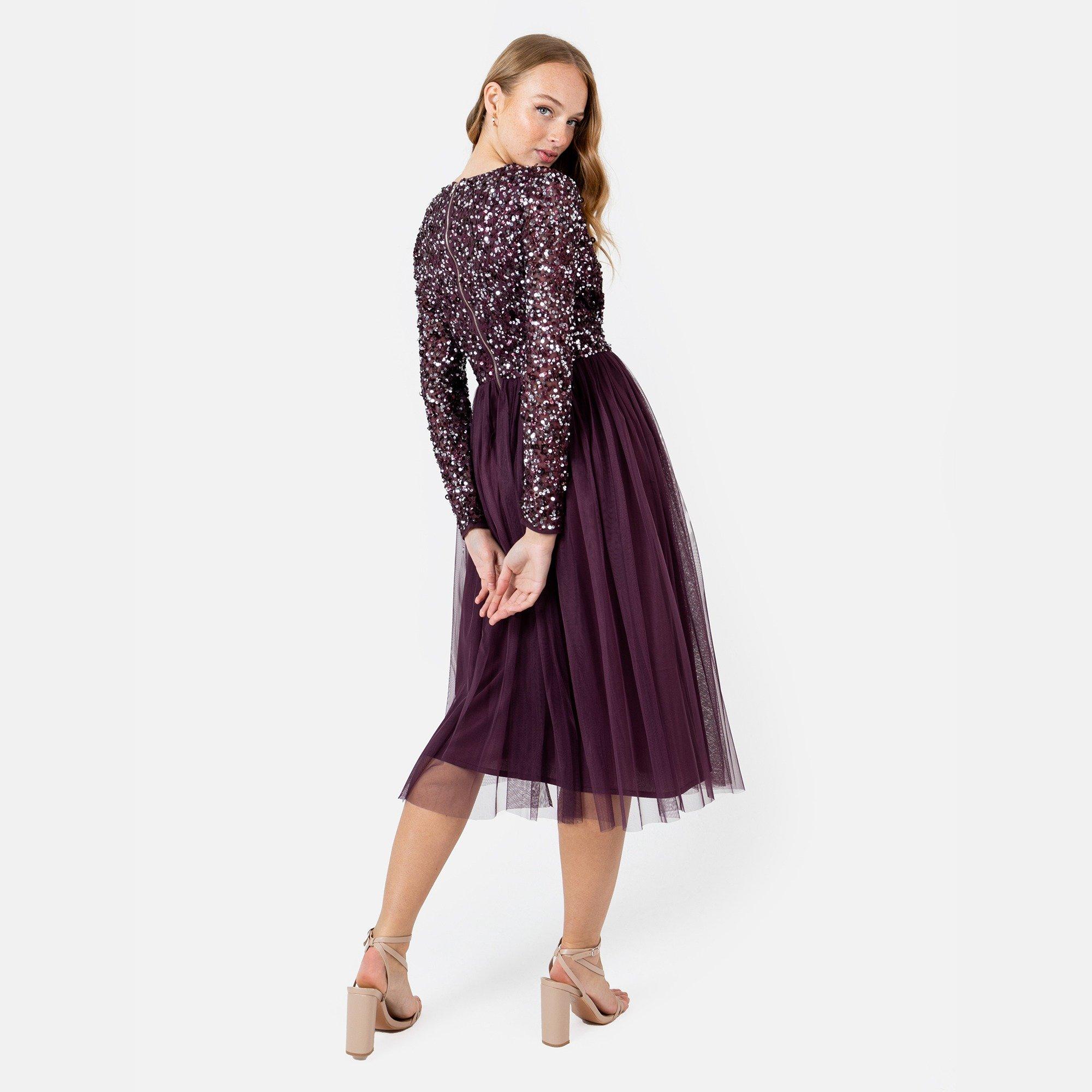 Maya Deluxe Maya Berry Faux Wrap Front Embellished Maxi Dress | FRASERS