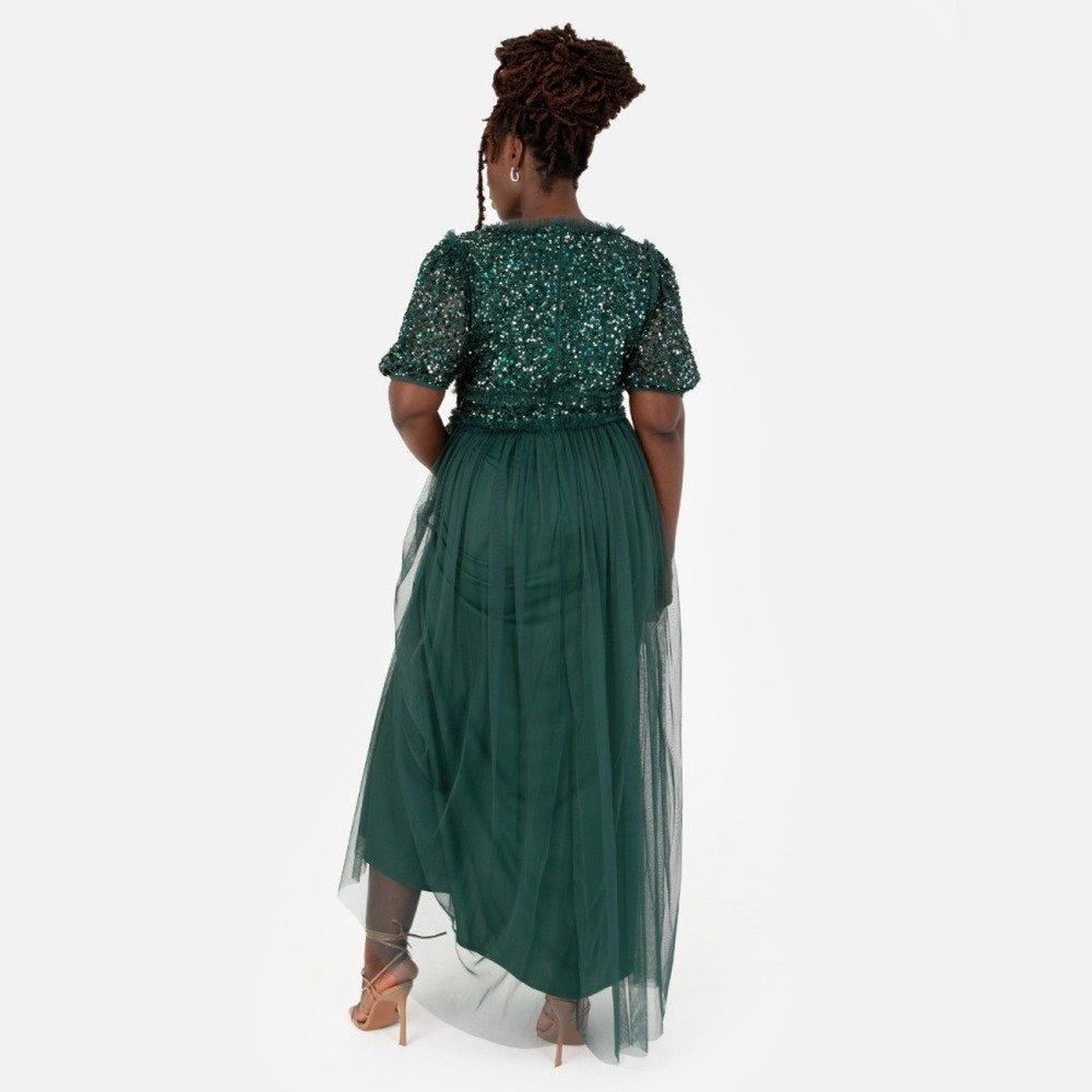Maya Deluxe Maxi dames pailletten verfraaid wrap A-lijn jurk voor bruiloft gast bruidsmeisje avond prom bal gelegenheid, Abrikoos Blush, 52 Maya Deluxe Maxi dames pailletten verfraaid wrap A-lijn jurk voor bruiloft gast bruidsmeisje avond prom bal gelegenheid, Abrikoos Blush, 52