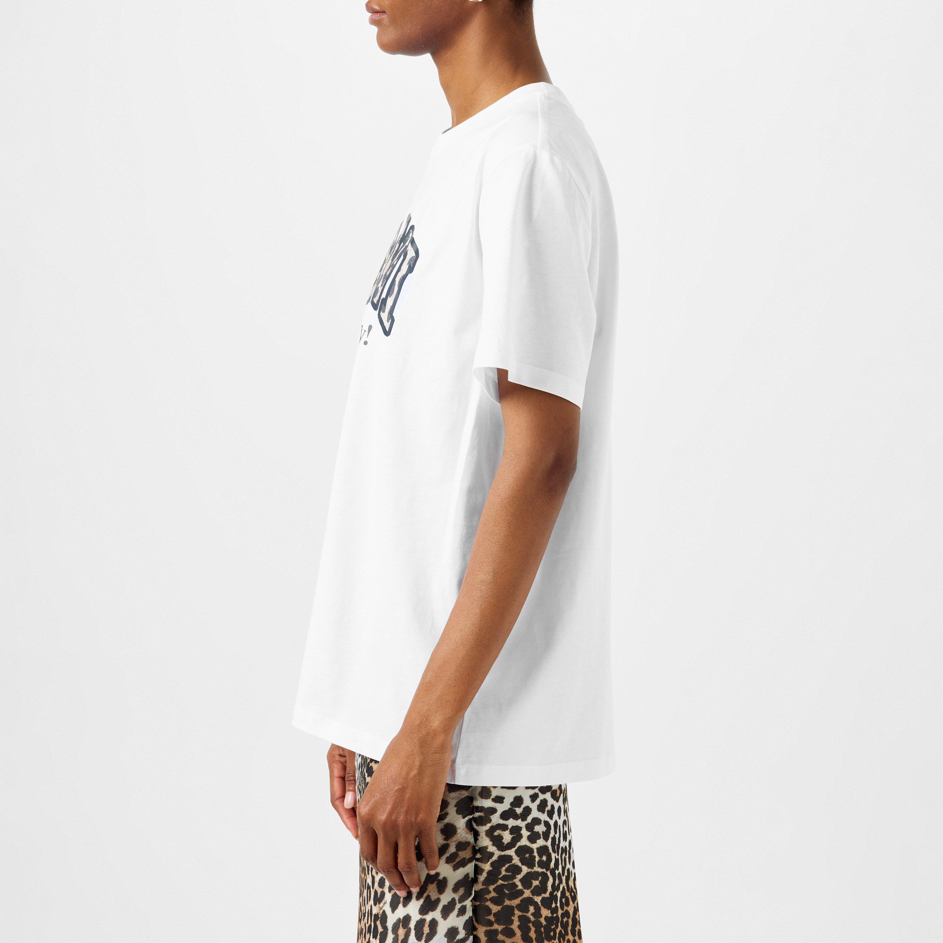 Bright White - Ganni - Women's Graphic Cotton Short Sleeve T-Shirt - 2